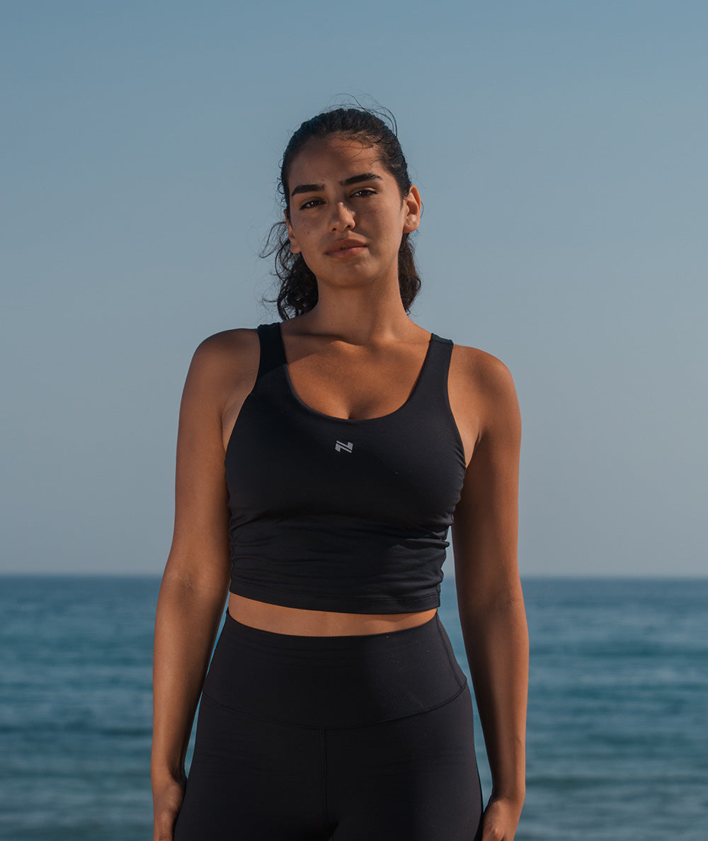 ComfyKnit bra top, Model size M #color_black