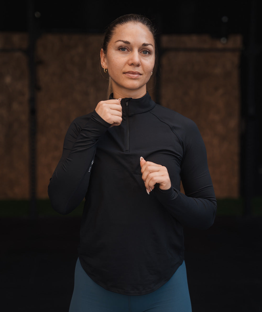 ComfyKnit Women's HalfZip #color_black