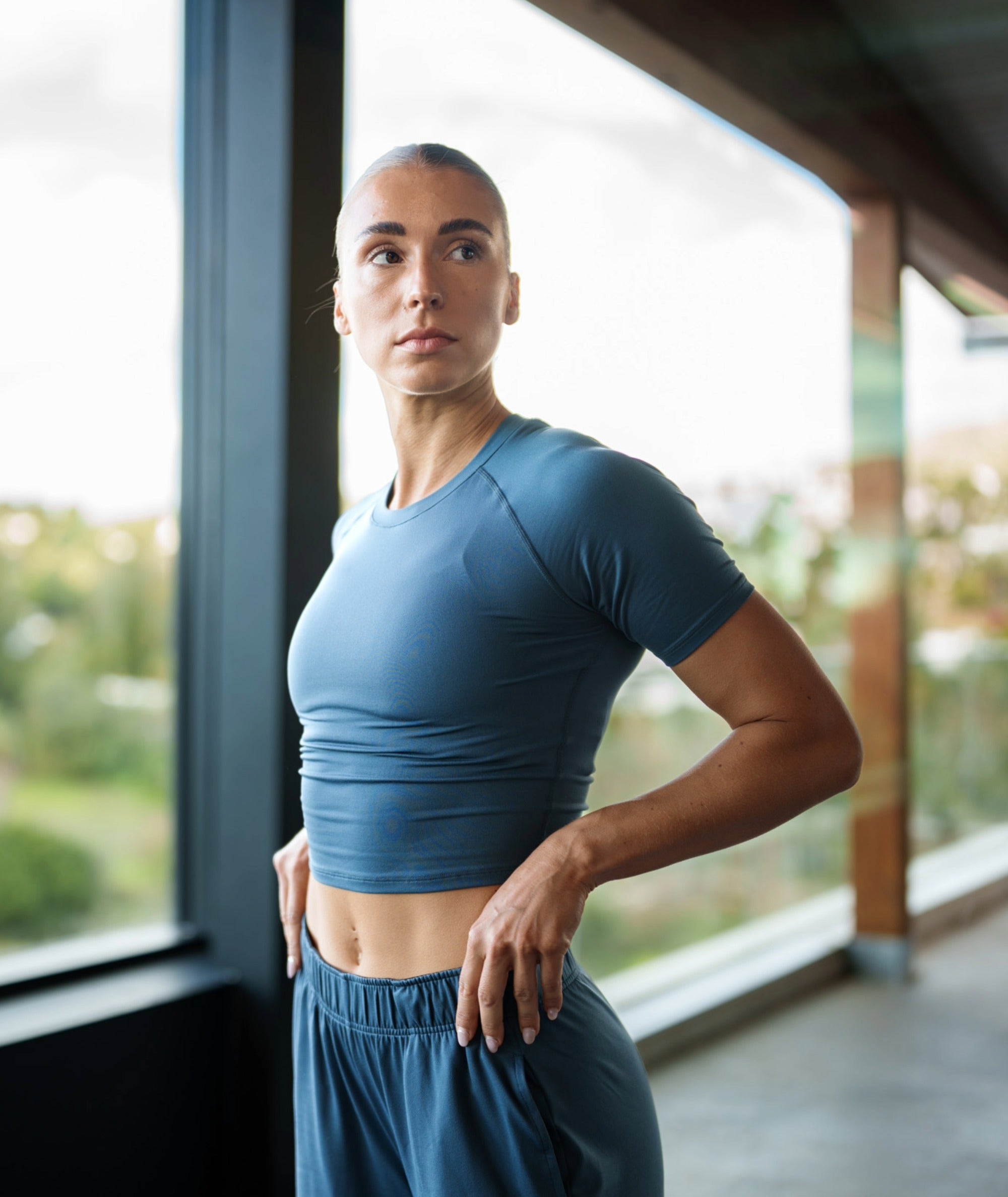Gymnation Cropped ComfyKnit Tee #color_dusty-navy