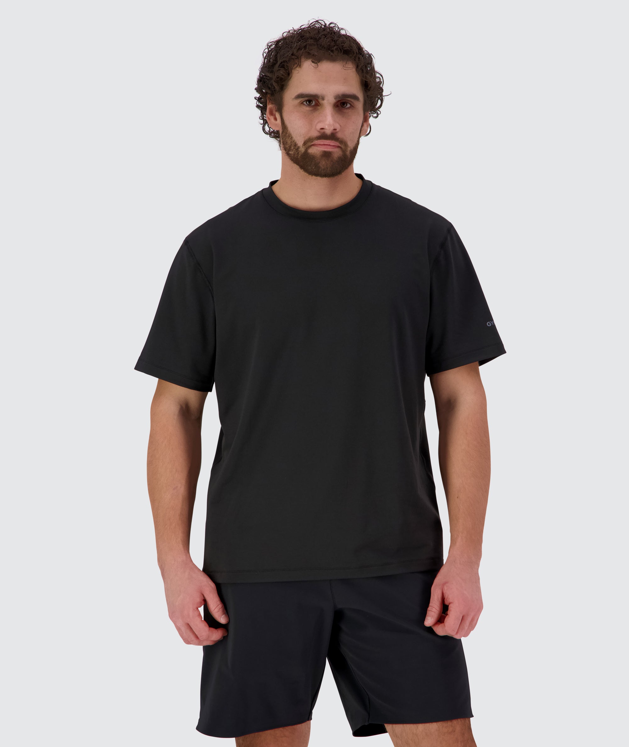 Gymnation ComfyKnit training T-Shirt - Unisex, Model 179cm / size M #color_black