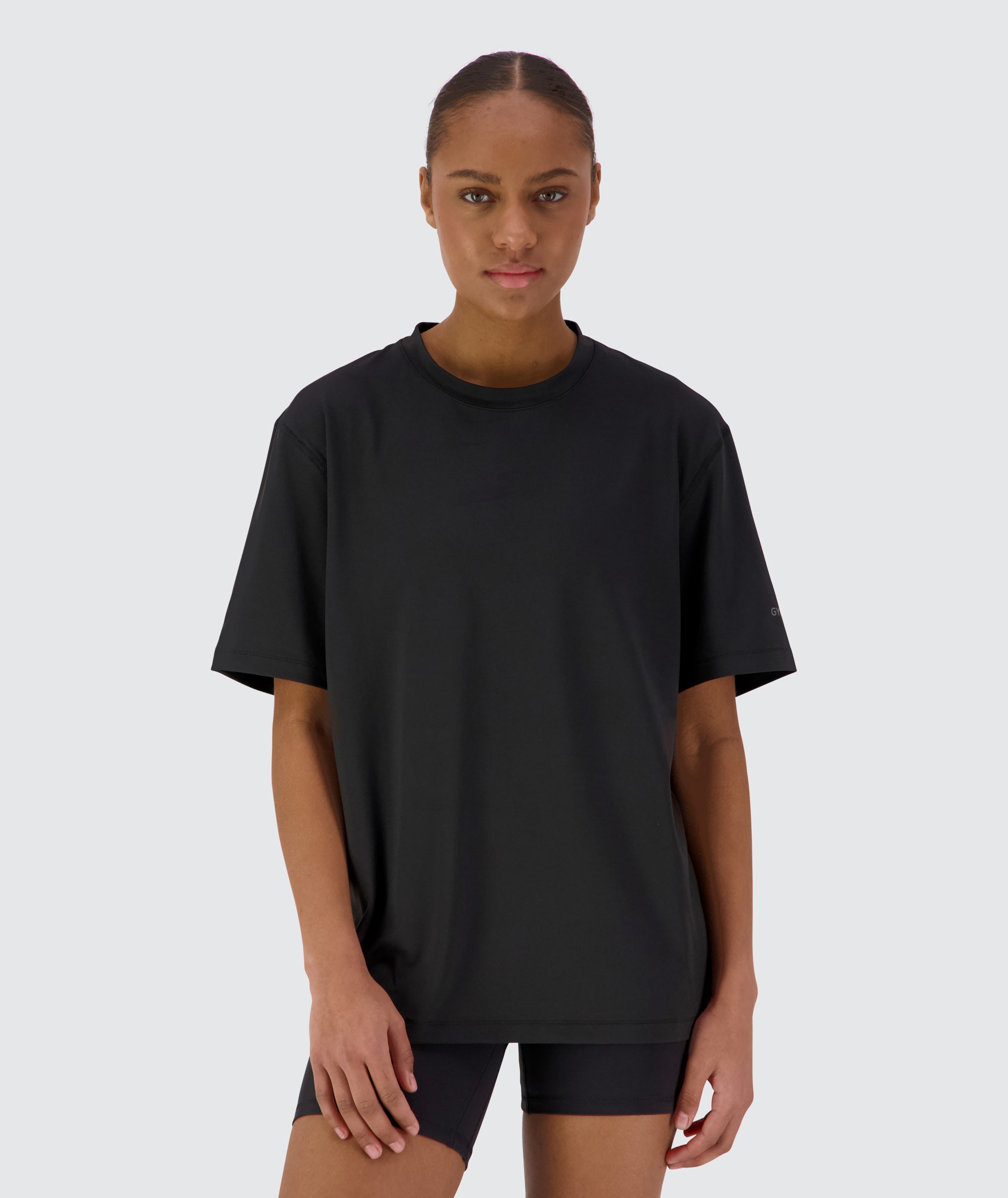 Gymnation ComfyKnit training T-Shirt - Unisex Model 167cm / size XS #color_black