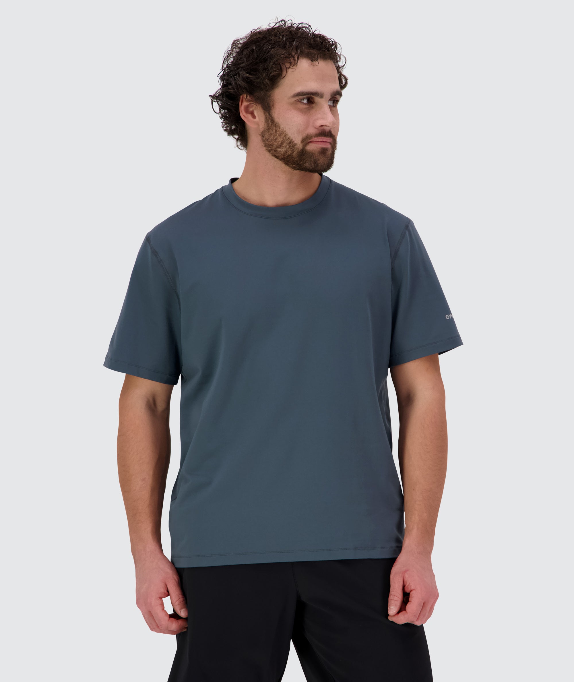 Gymnation ComfyKnit training T-Shirt - Unisex, Model 179cm / size M #color_dusty-navy