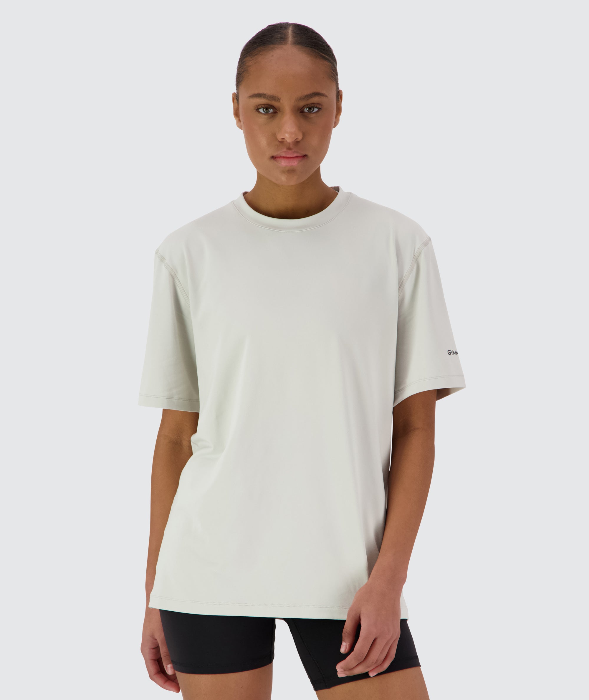 Gymnation ComfyKnit training T-Shirt - Unisex Model 167cm / size XS #color_fog