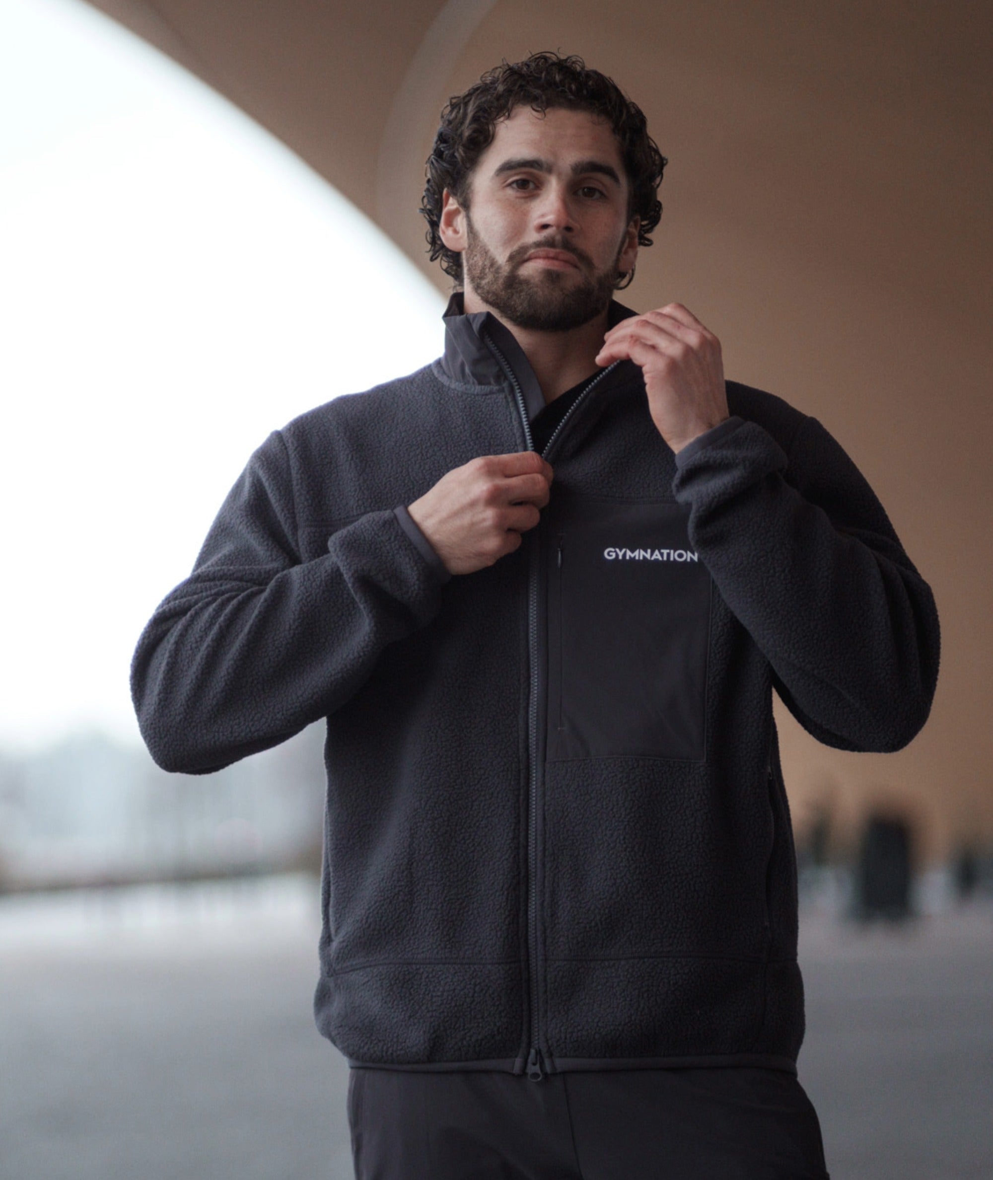 Gymnation Pile Jacket Unisex #color_gravel-grey