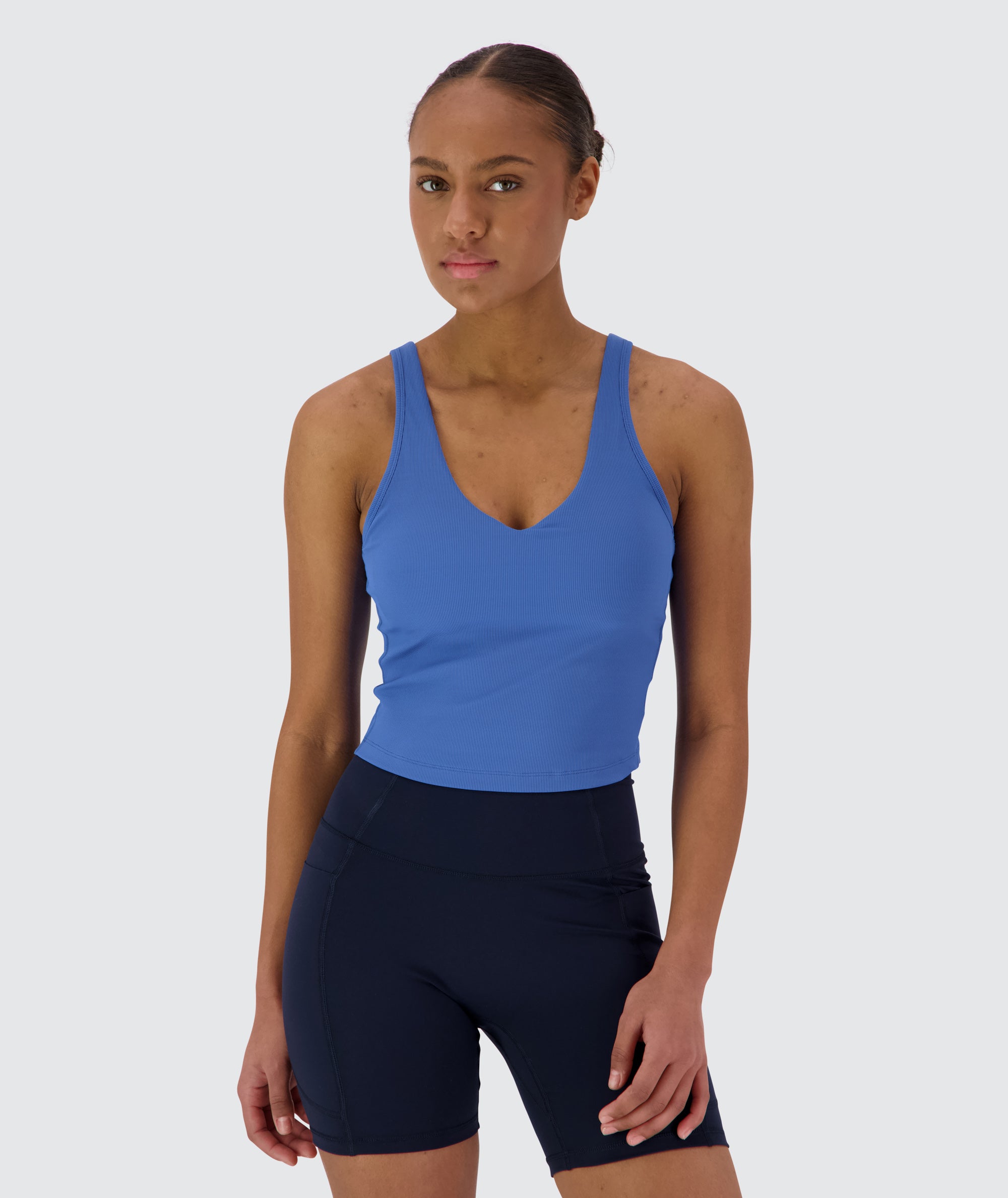 Women's ribbed bra top #color_blue-blaze