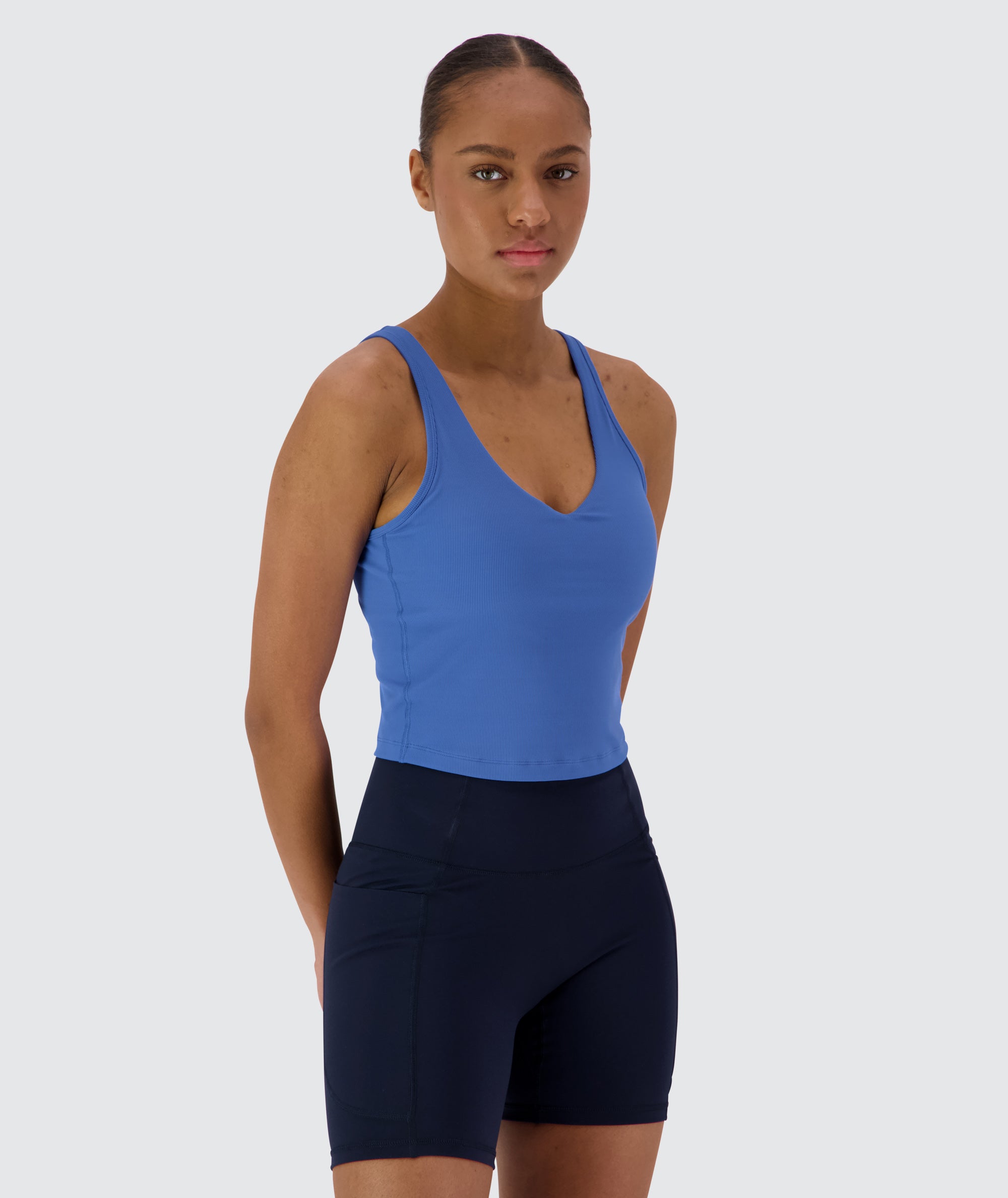 Women's ribbed bra top #color_blue-blaze