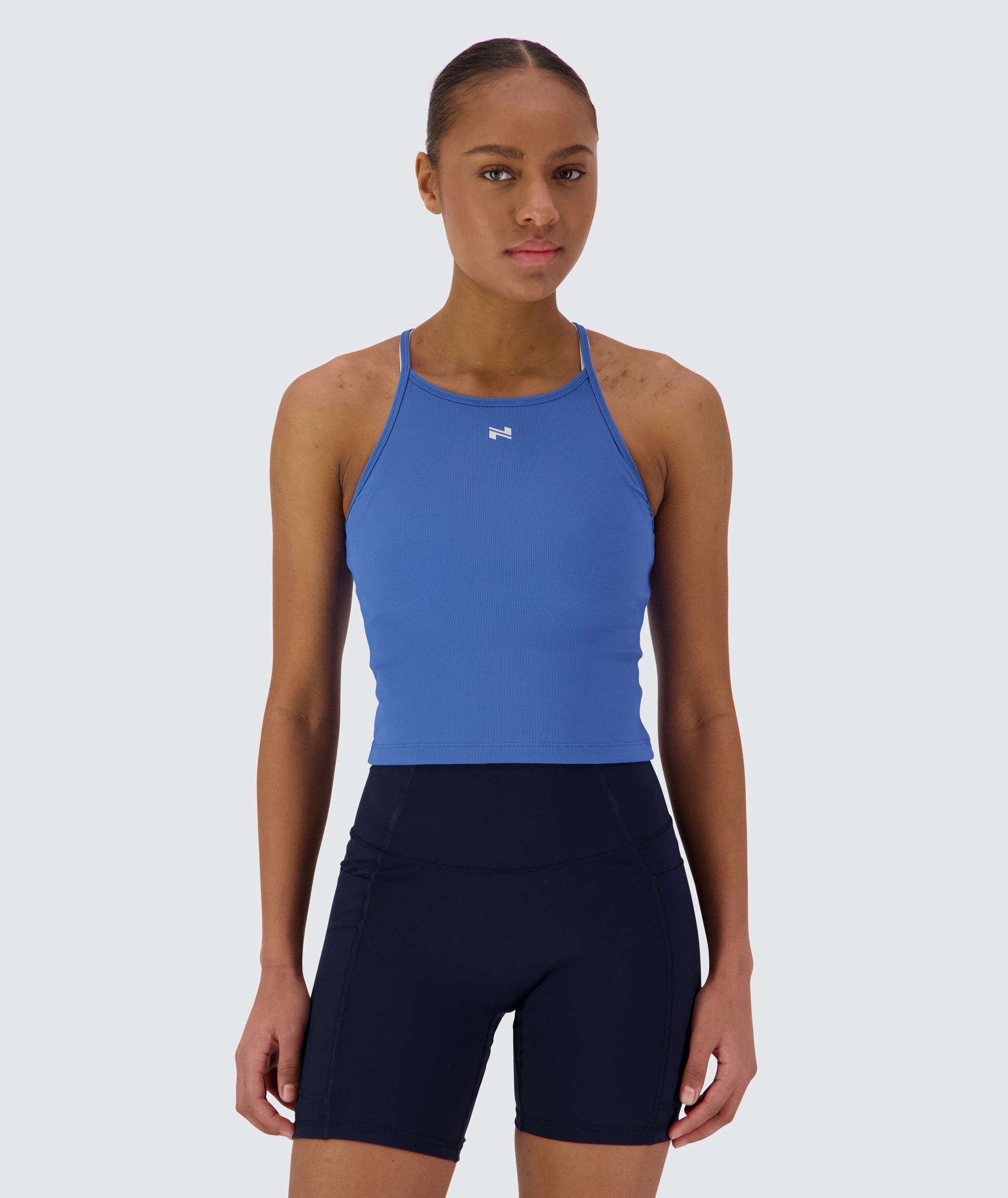 strappy ribbed crop top, Model 167 cm / size S#color_blue-blaze