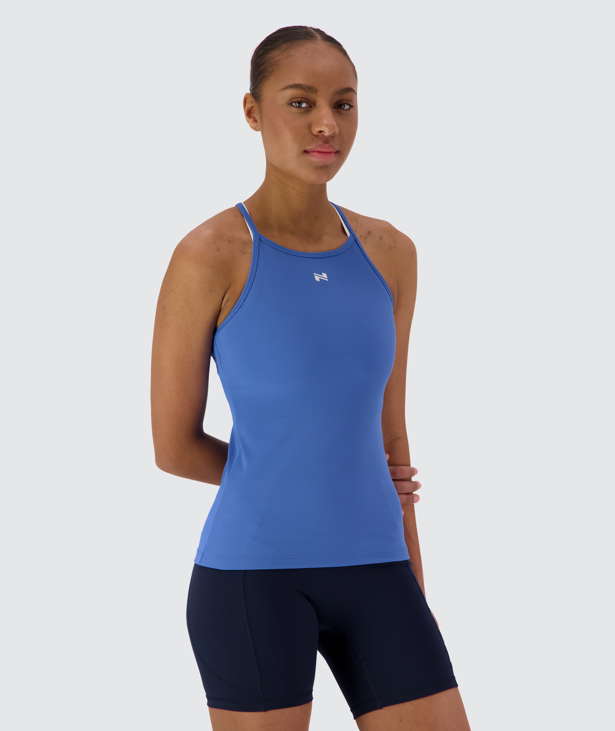 Women's strappy ribbed tank top #color_blue-blaze