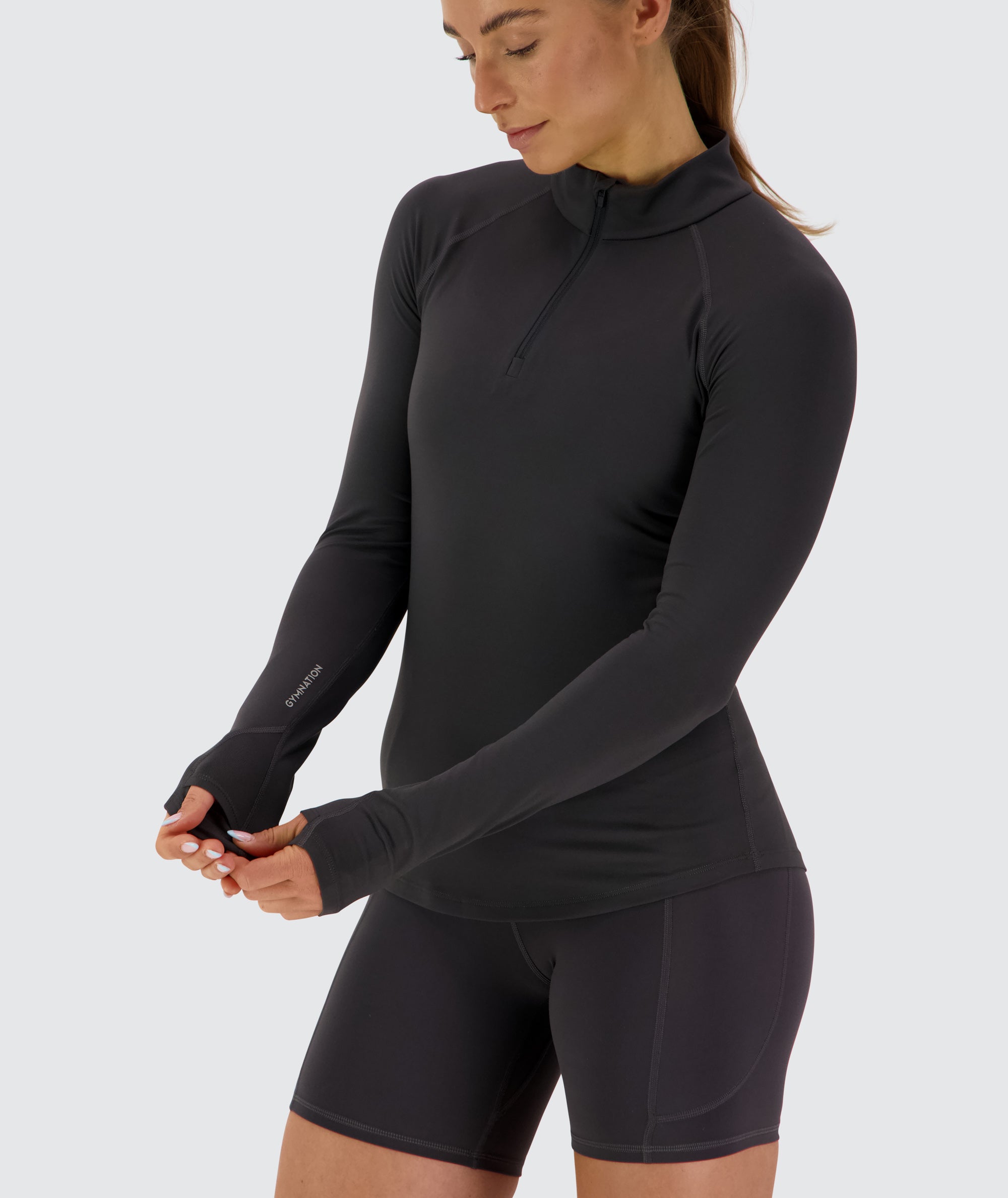 Women's comfy half-zip #color_gravel-grey