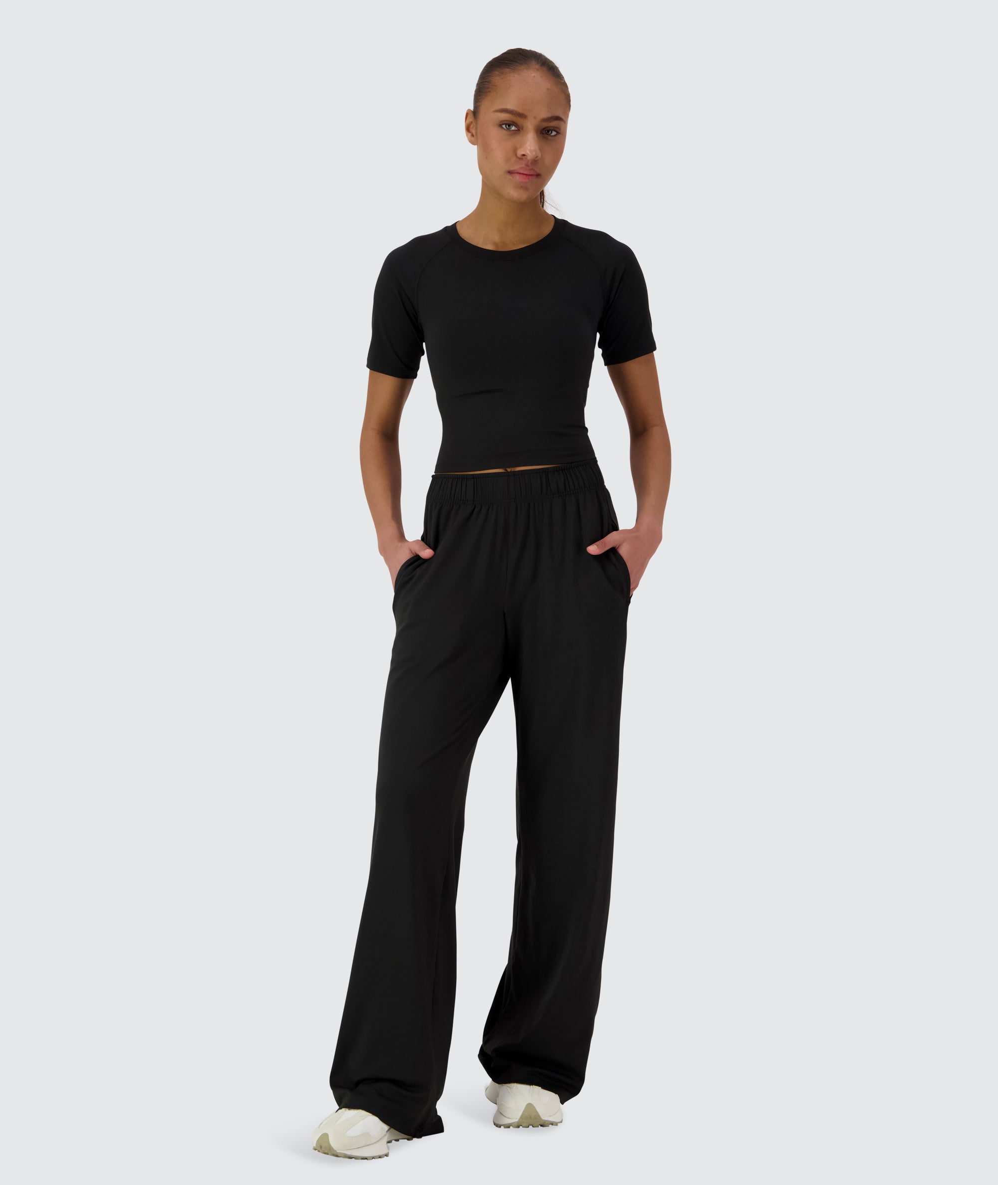 Gymnation Cropped ComfyKnit Tee #color_black