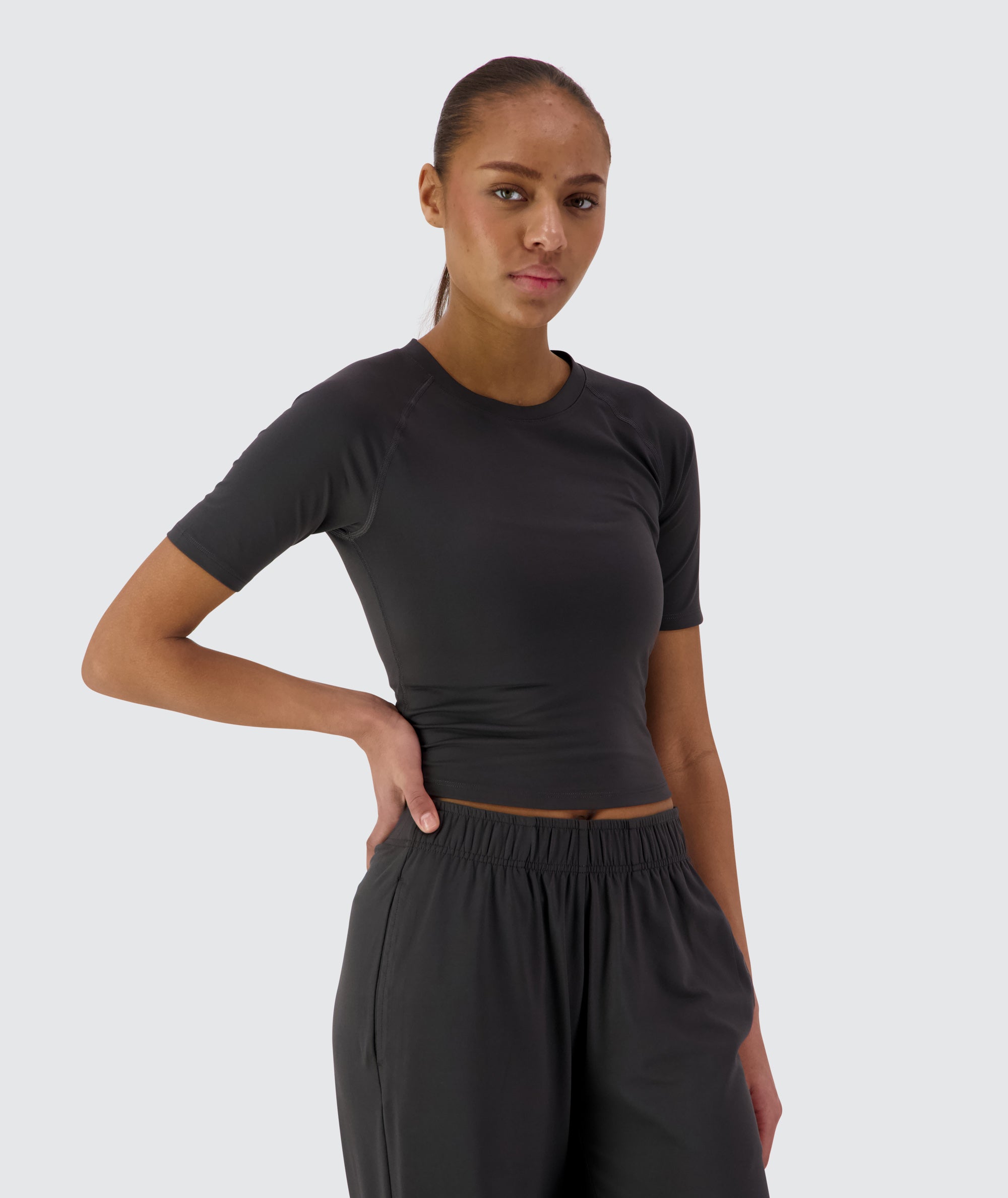 Gymnation Cropped ComfyKnit Tee #color_gravel-grey