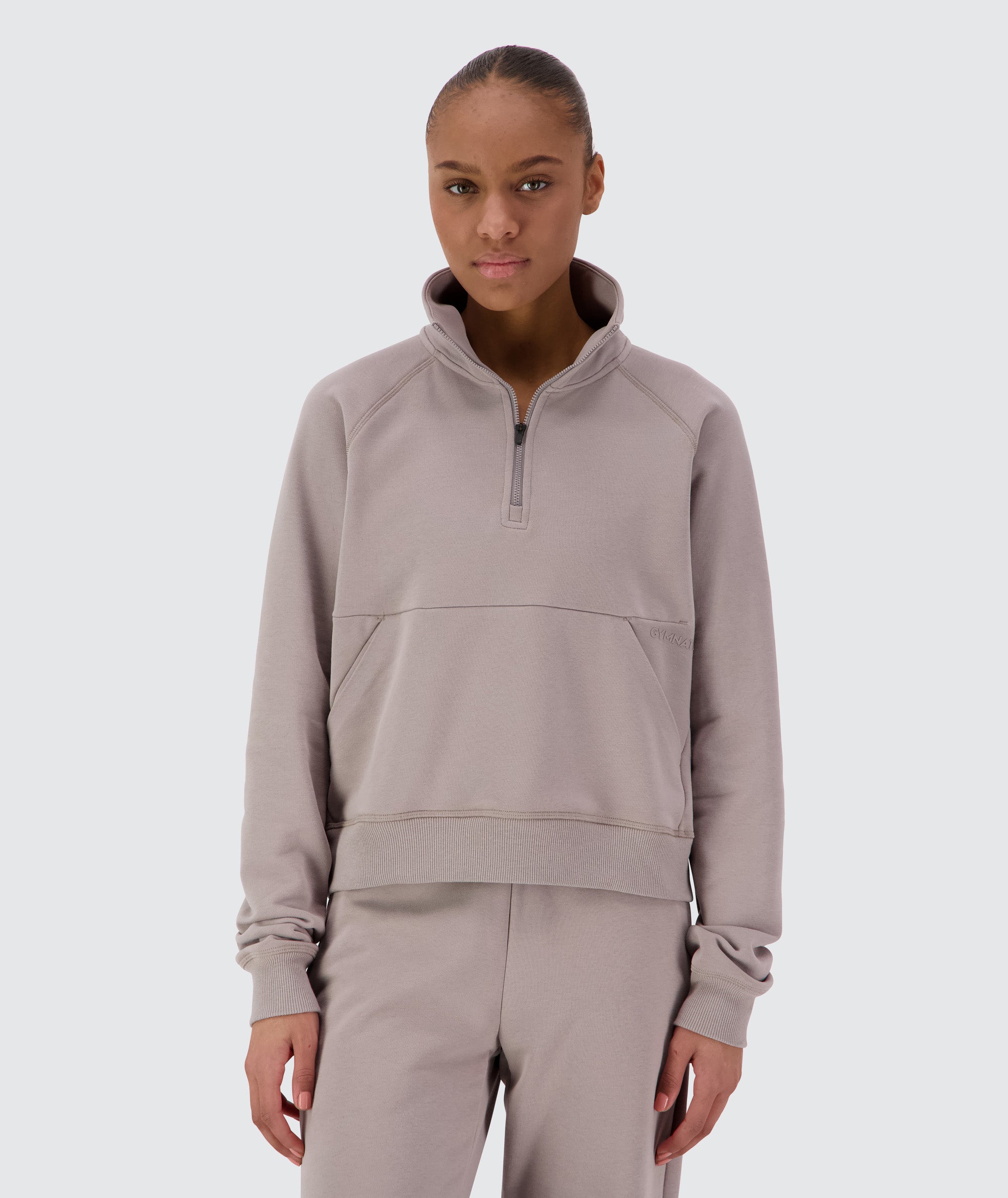 Women Half-Zip Sweater Model 167 cm / size S #color_sand