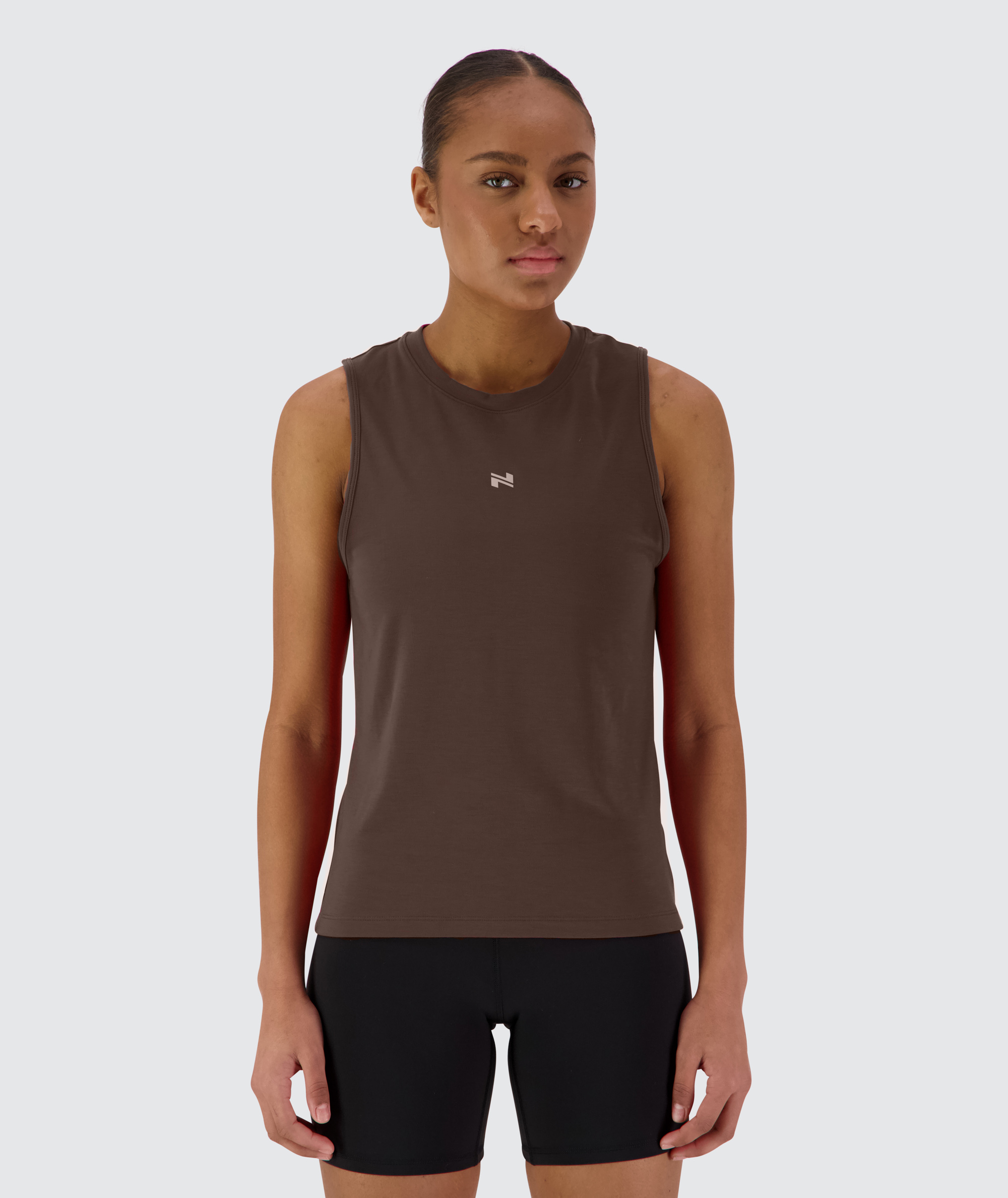 Women's muscle tank top, size S#color_coffee-bean