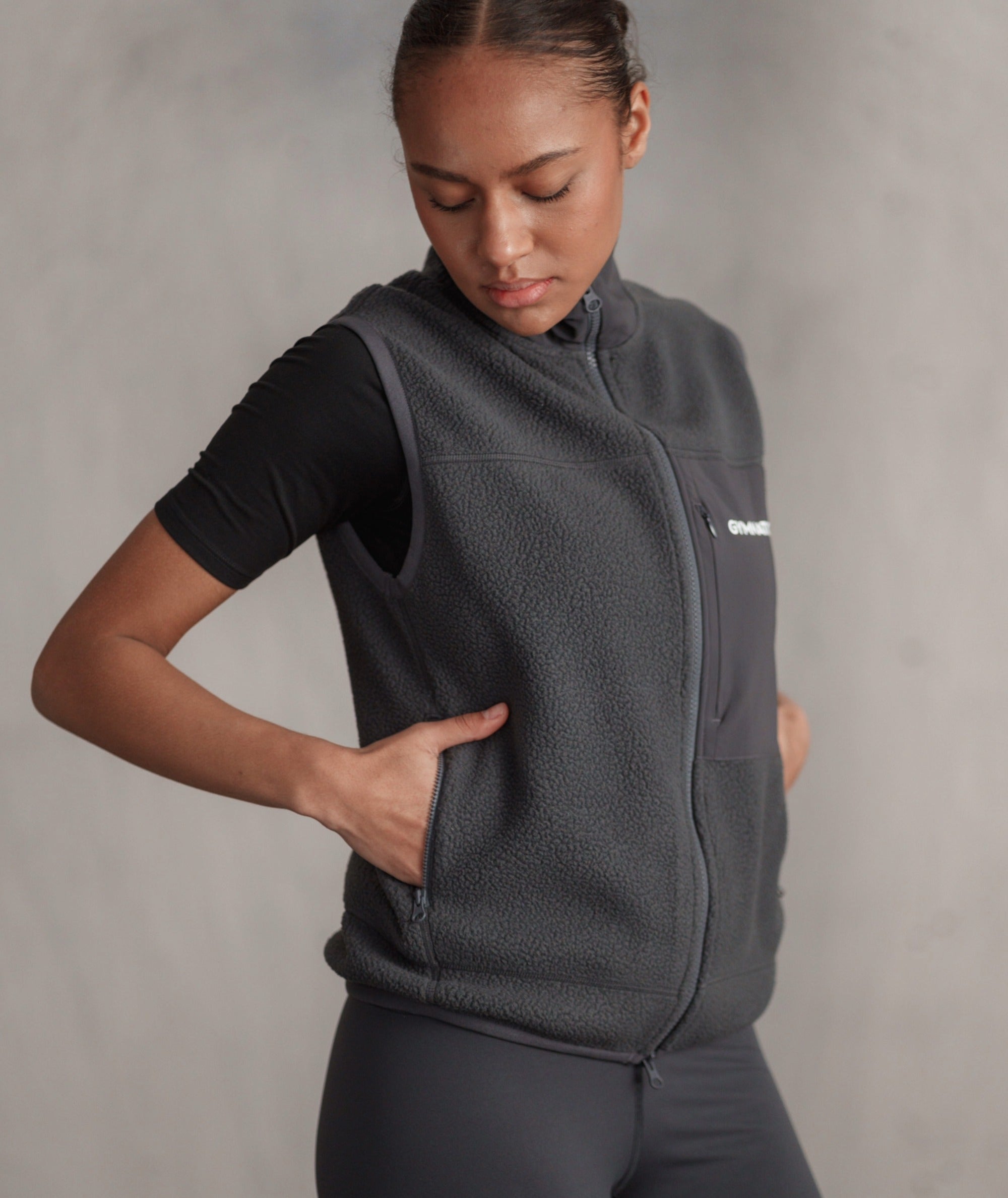 Gymnation Pile Vest Unisex #color_gravel-grey
