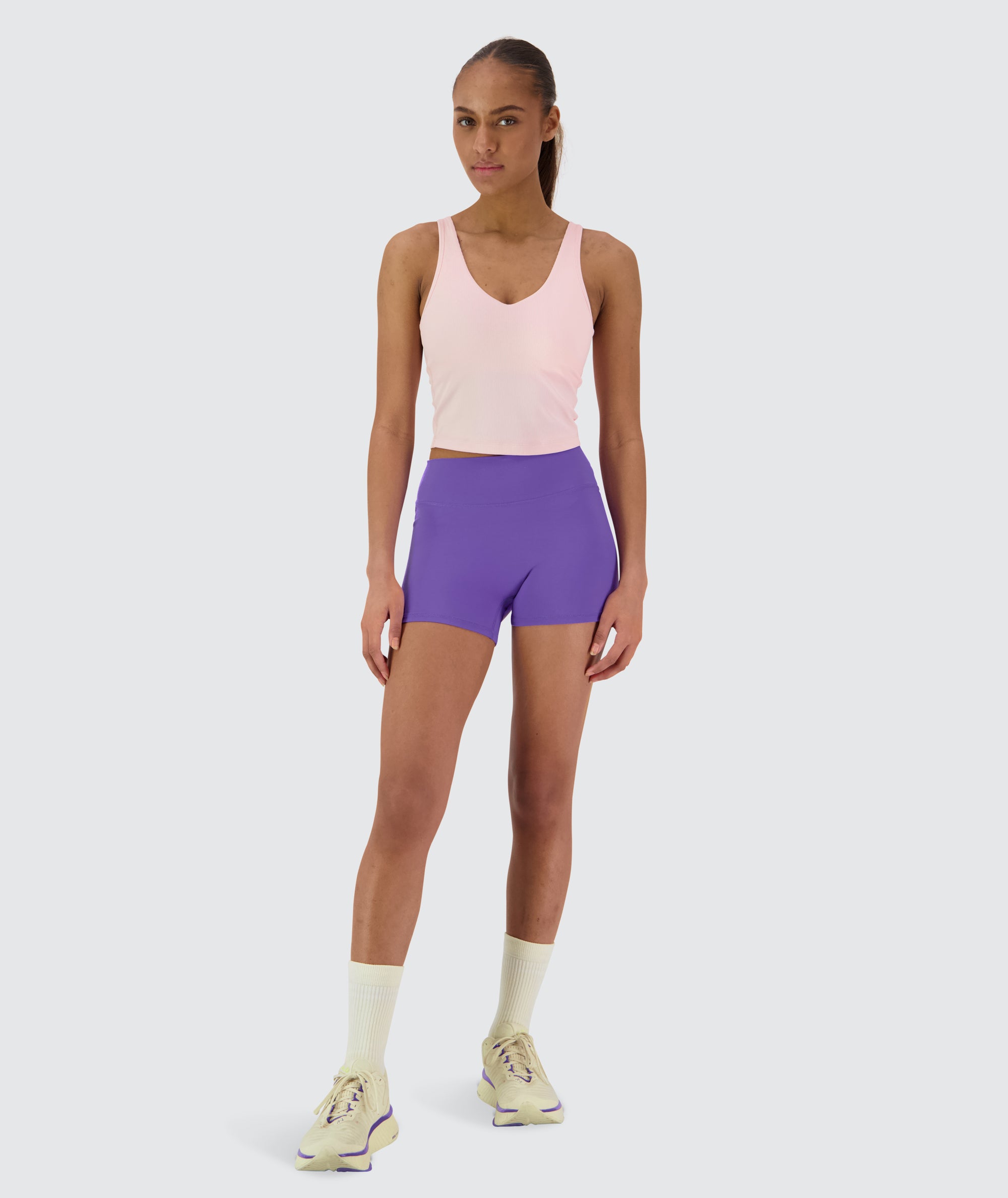 Women's ribbed bra top #color_powder-pink