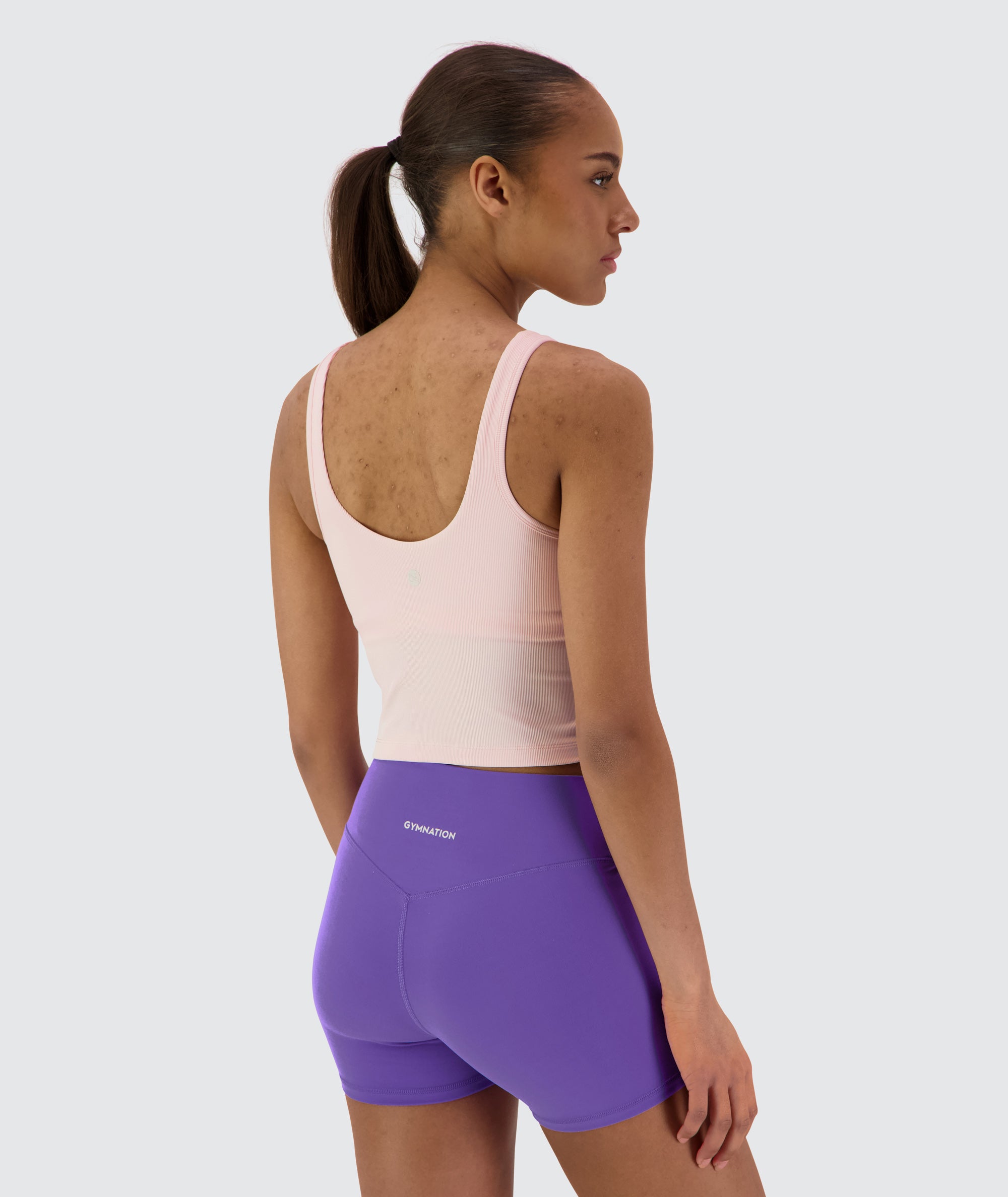 Women's ribbed bra top #color_powder-pink