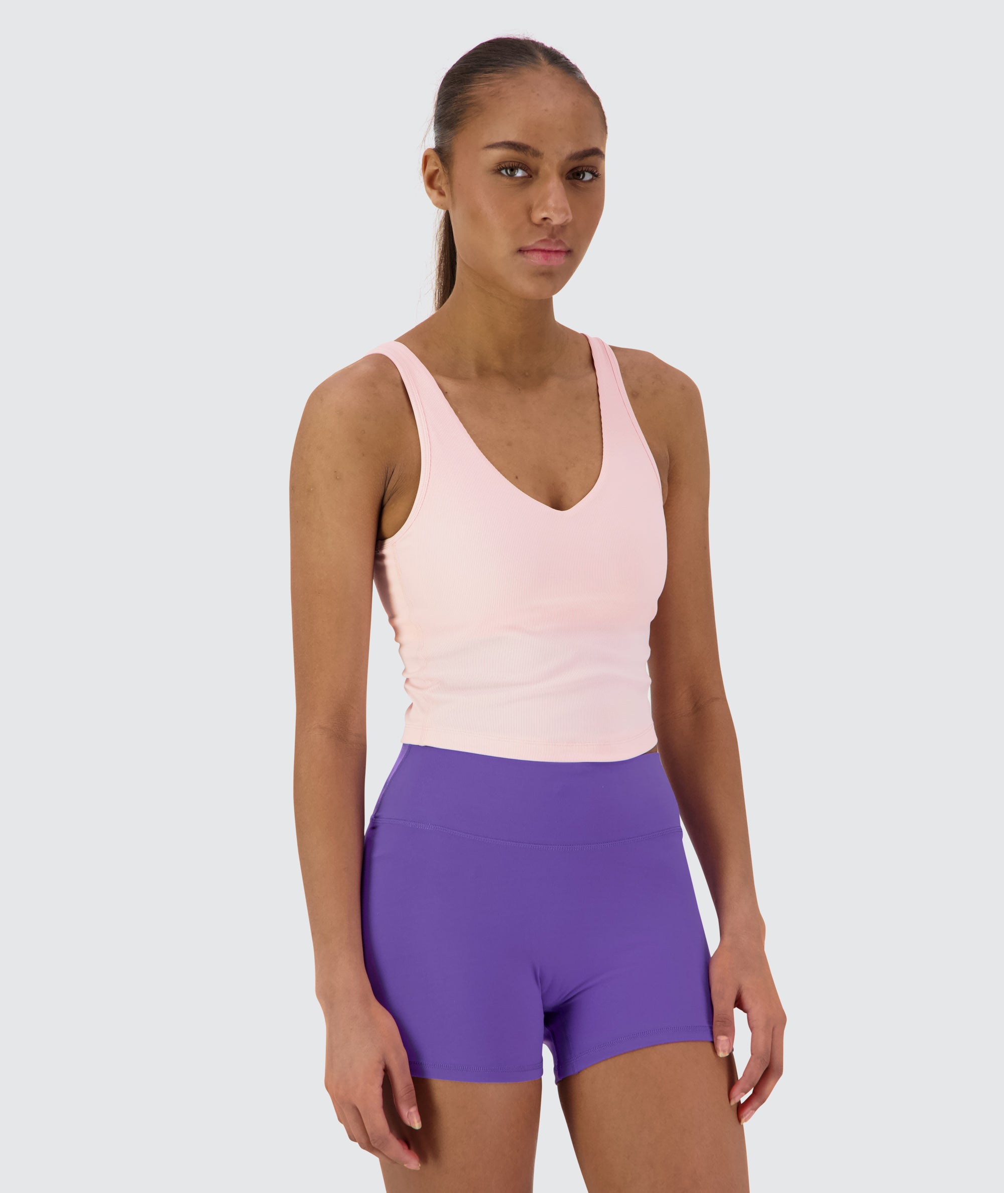 Women's ribbed bra top #color_powder-pink