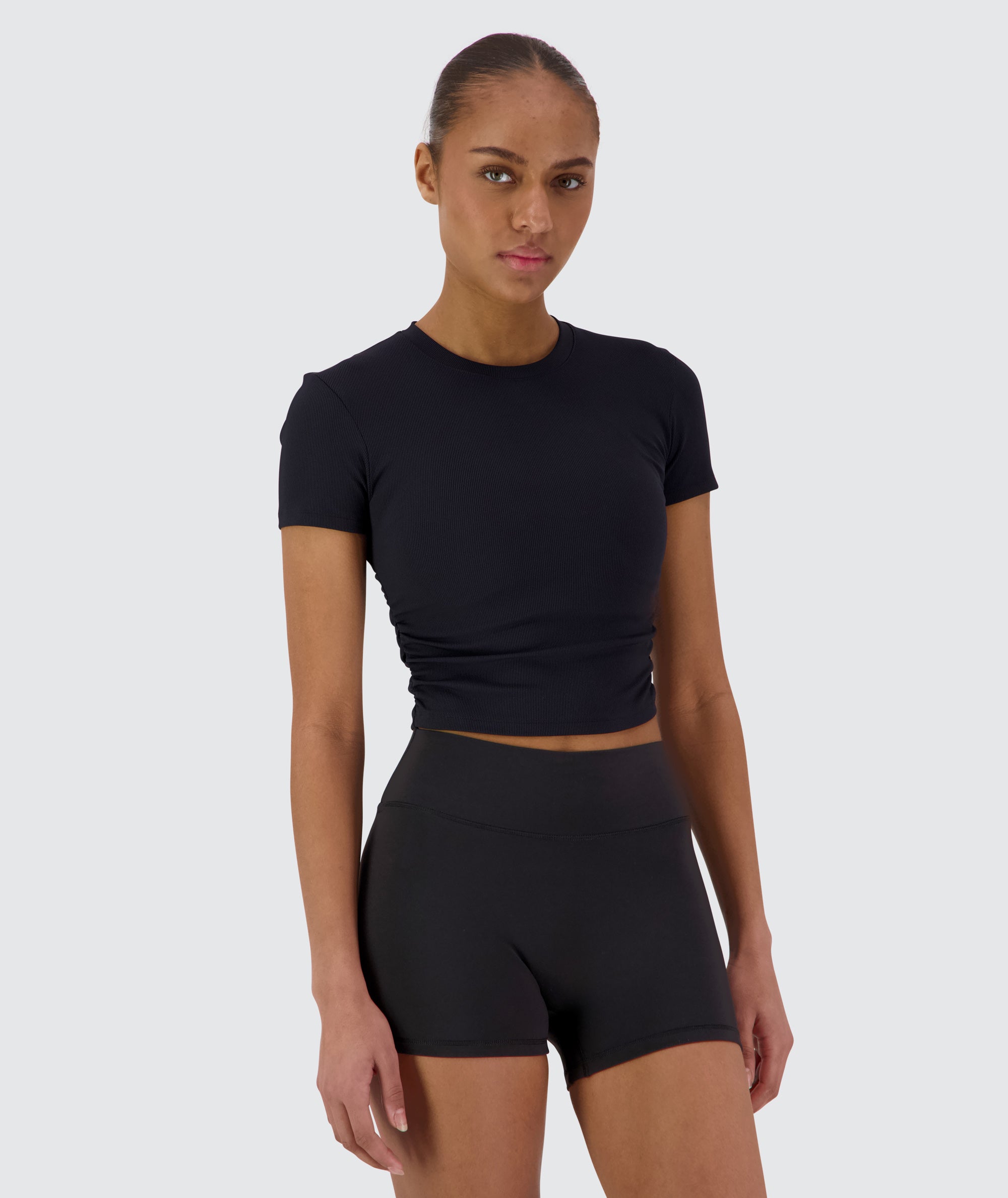 Ribbed Crop Short Sleeve #color_black