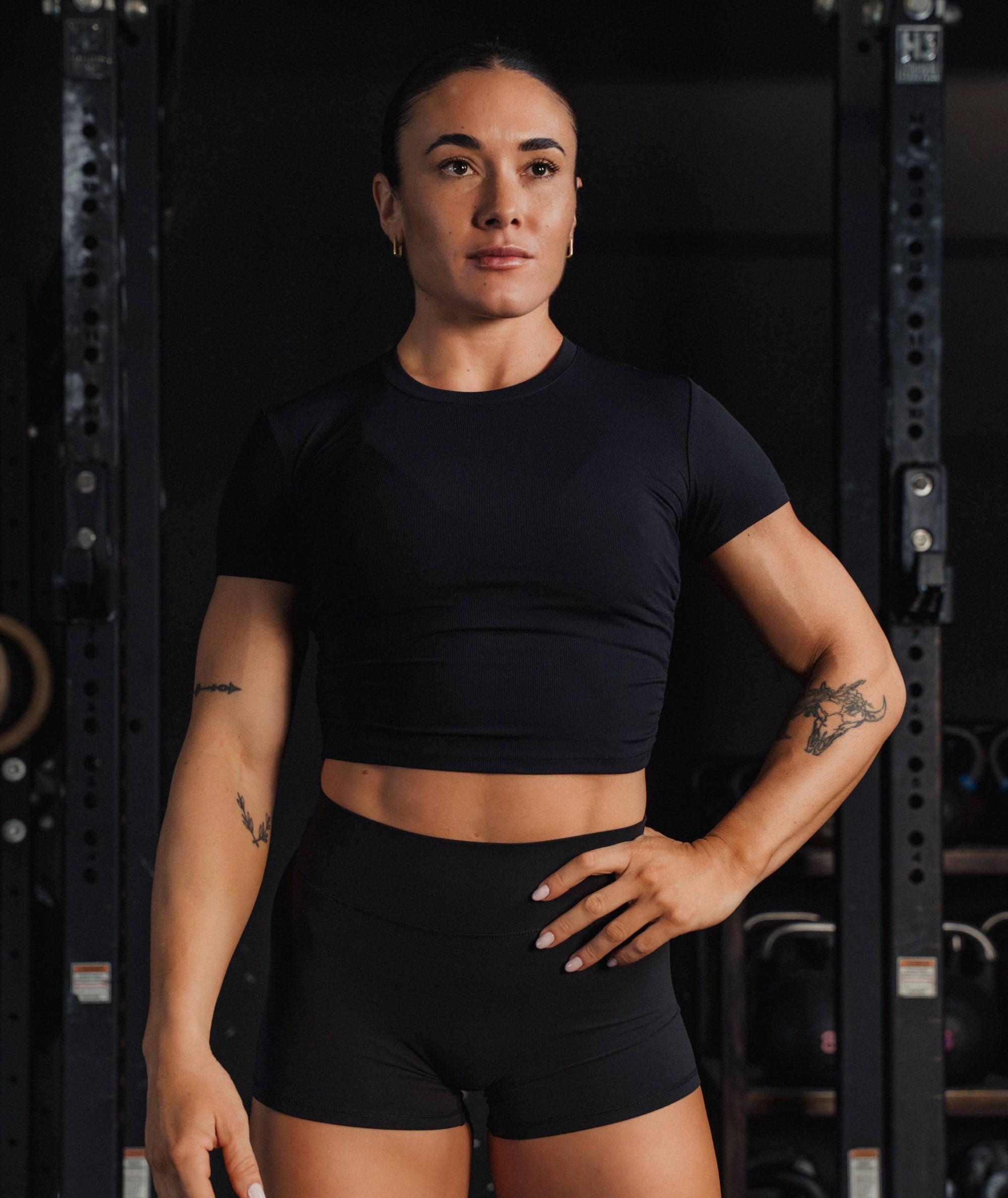 Ribbed Crop Short Sleeve #color_black