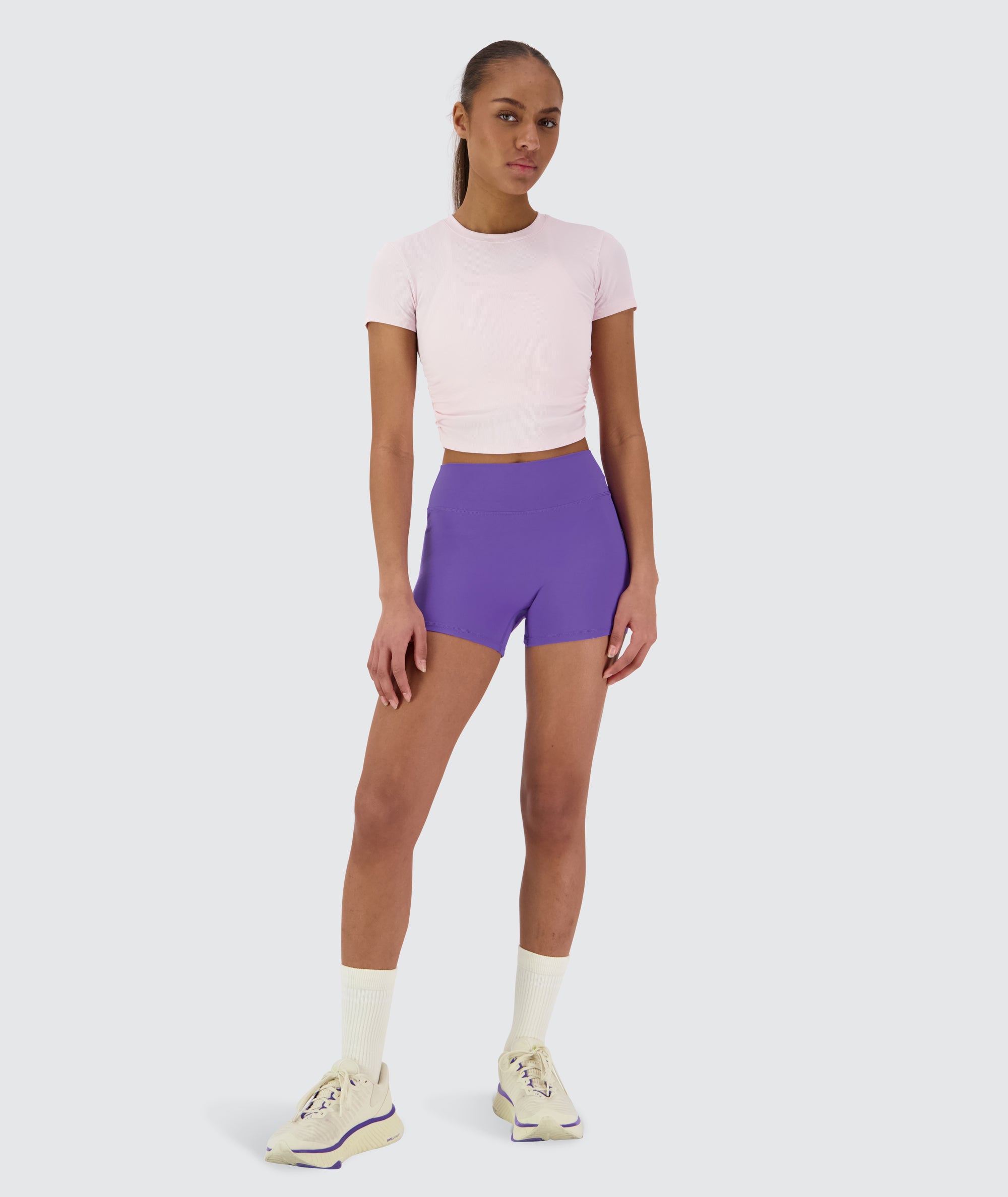 Ribbed Crop Short Sleeve #color_powder-pink
