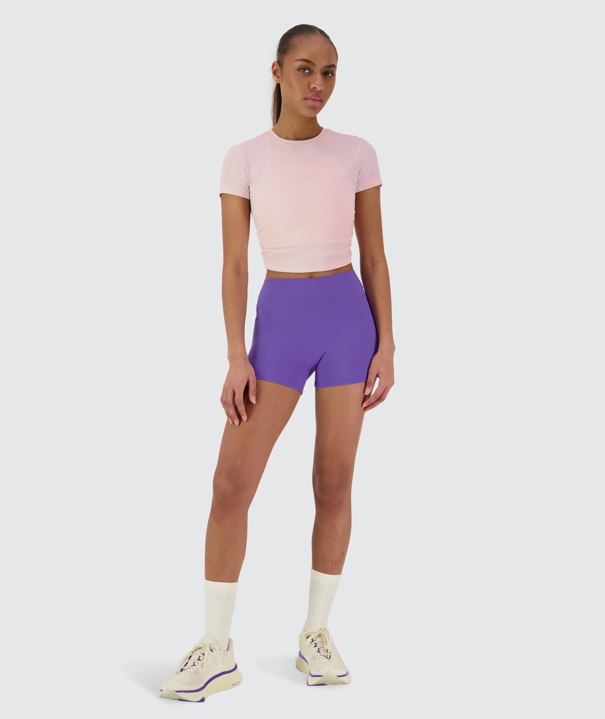 Ribbed Crop Short Sleeve #color_powder-pink
