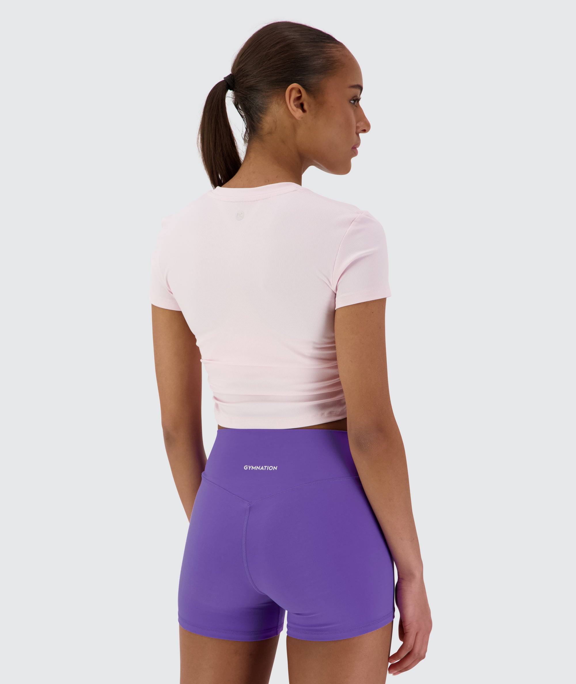 Ribbed Crop Short Sleeve #color_powder-pink