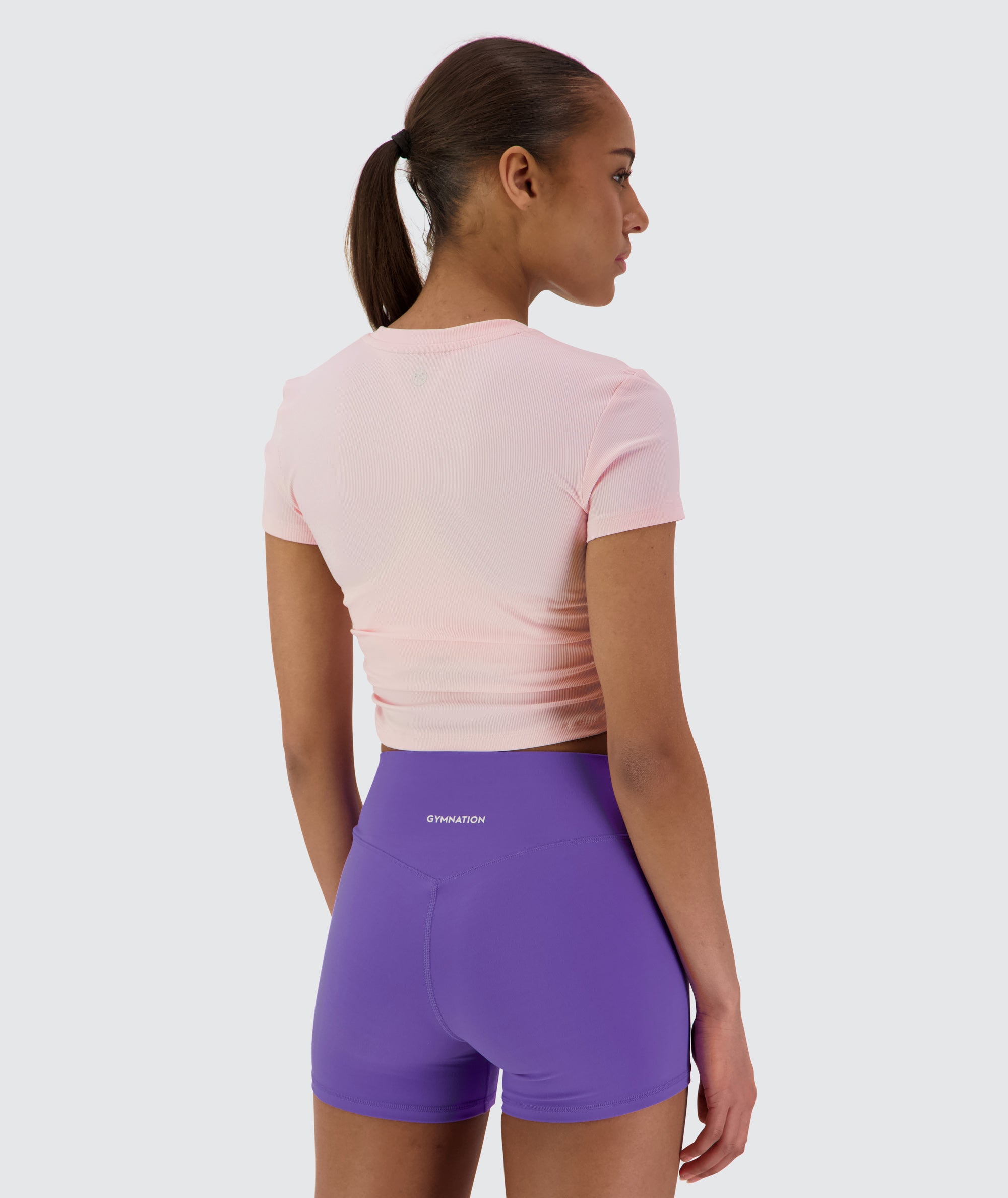 Ribbed Crop Short Sleeve #color_powder-pink