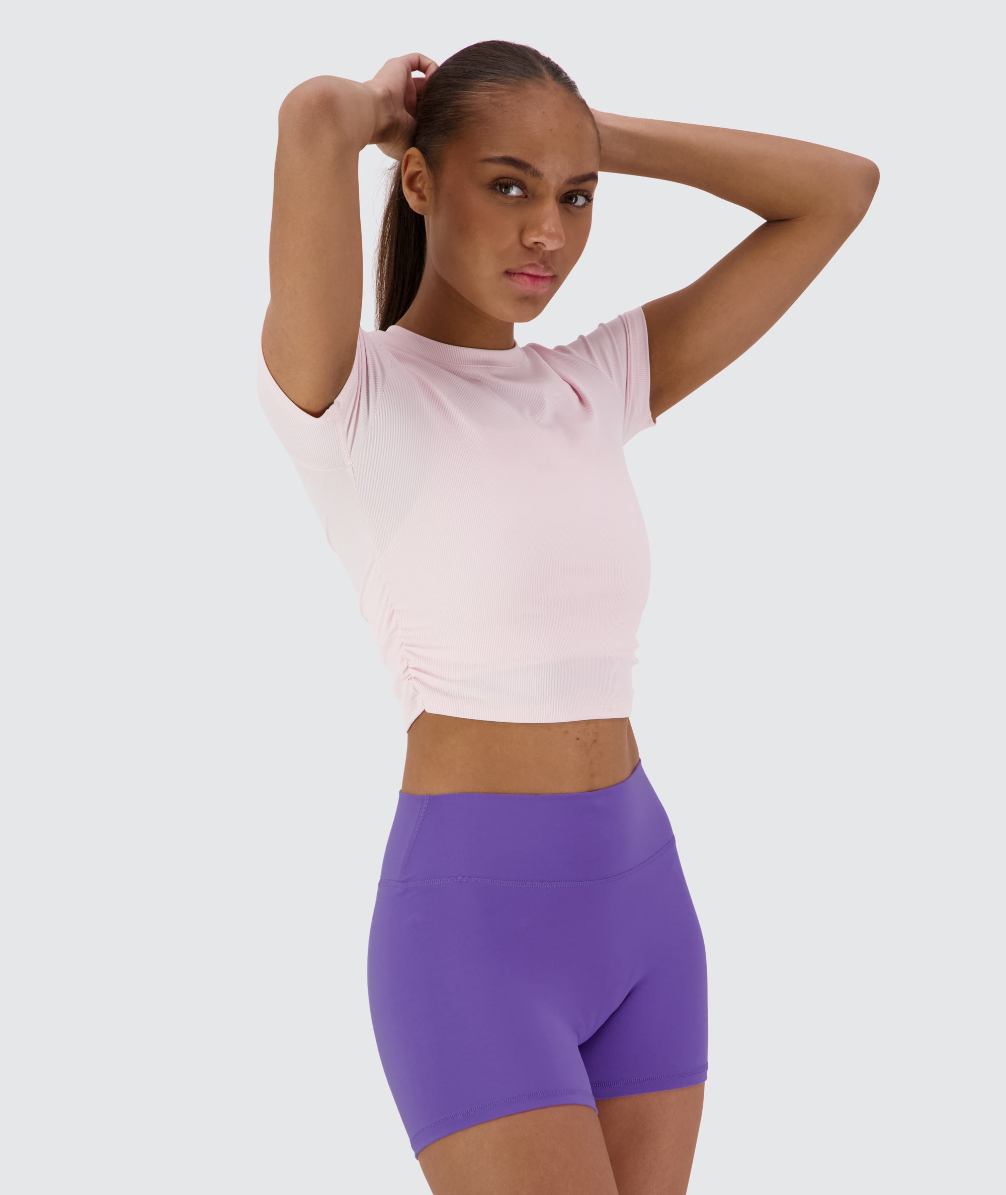 Ribbed Crop Short Sleeve #color_powder-pink