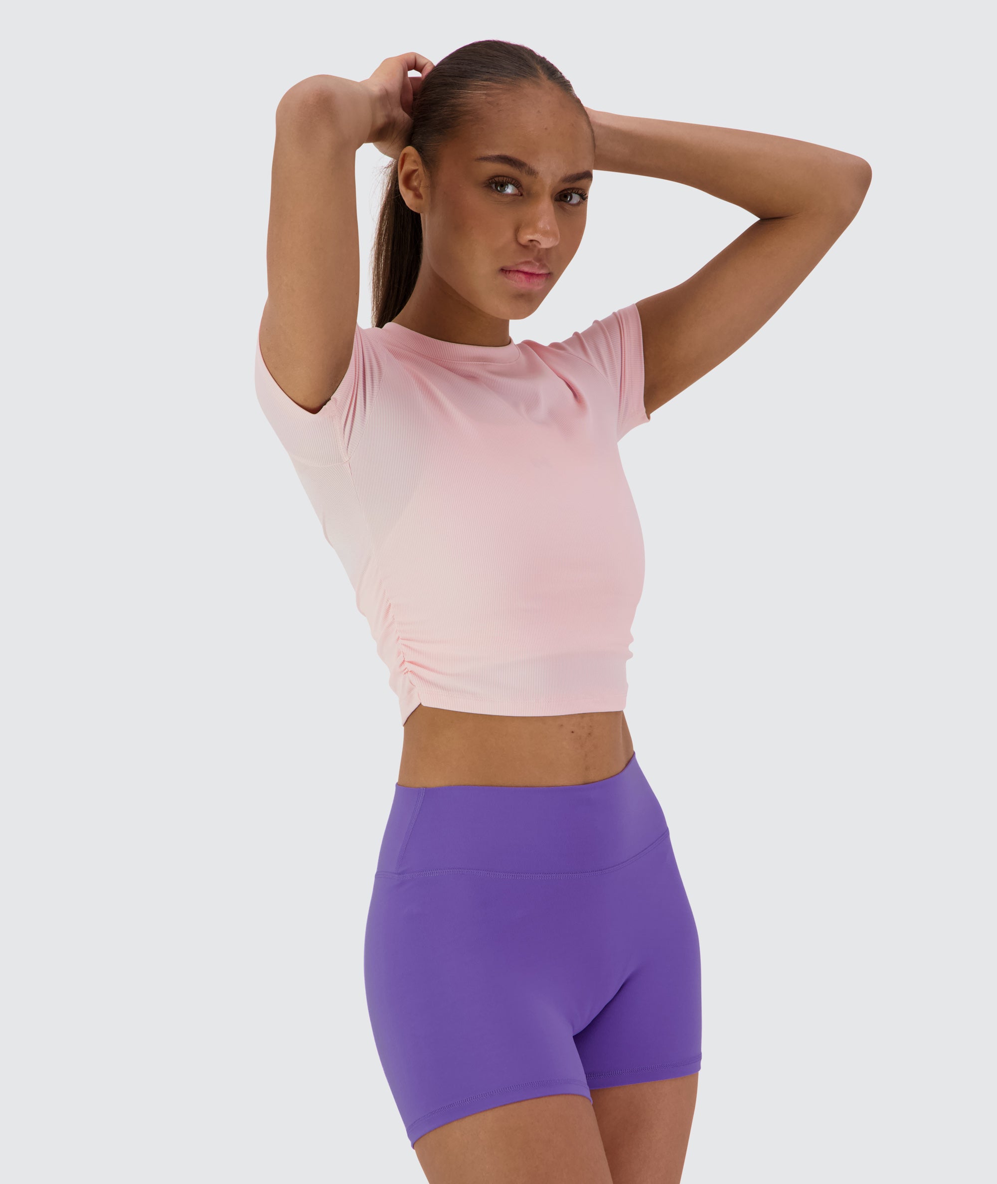 Ribbed Crop Short Sleeve #color_powder-pink