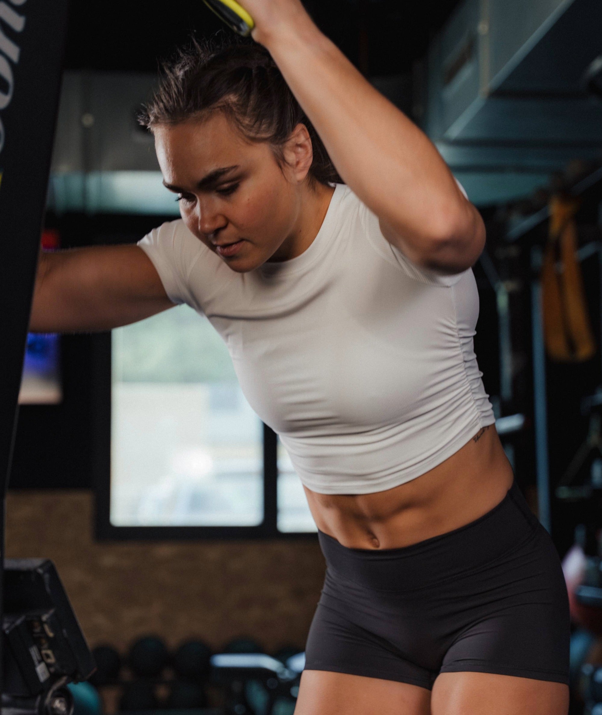 Ribbed Crop Short Sleeve #color_white