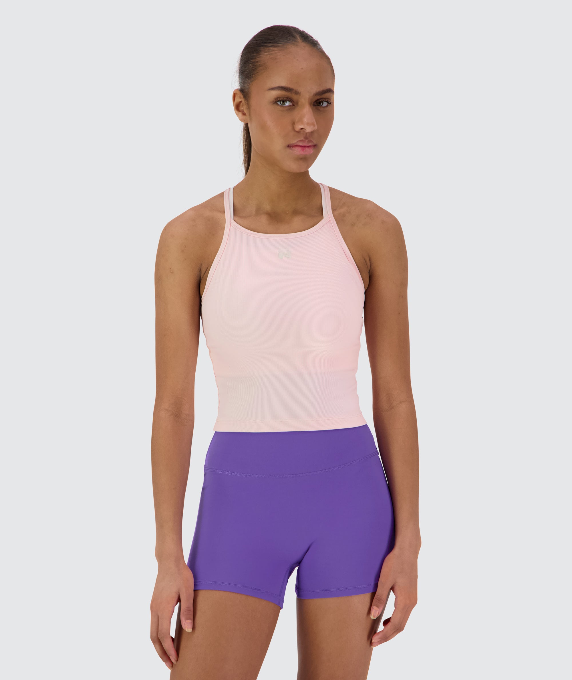 strappy ribbed crop top, Model 167 cm / size XS #color_powder-pink