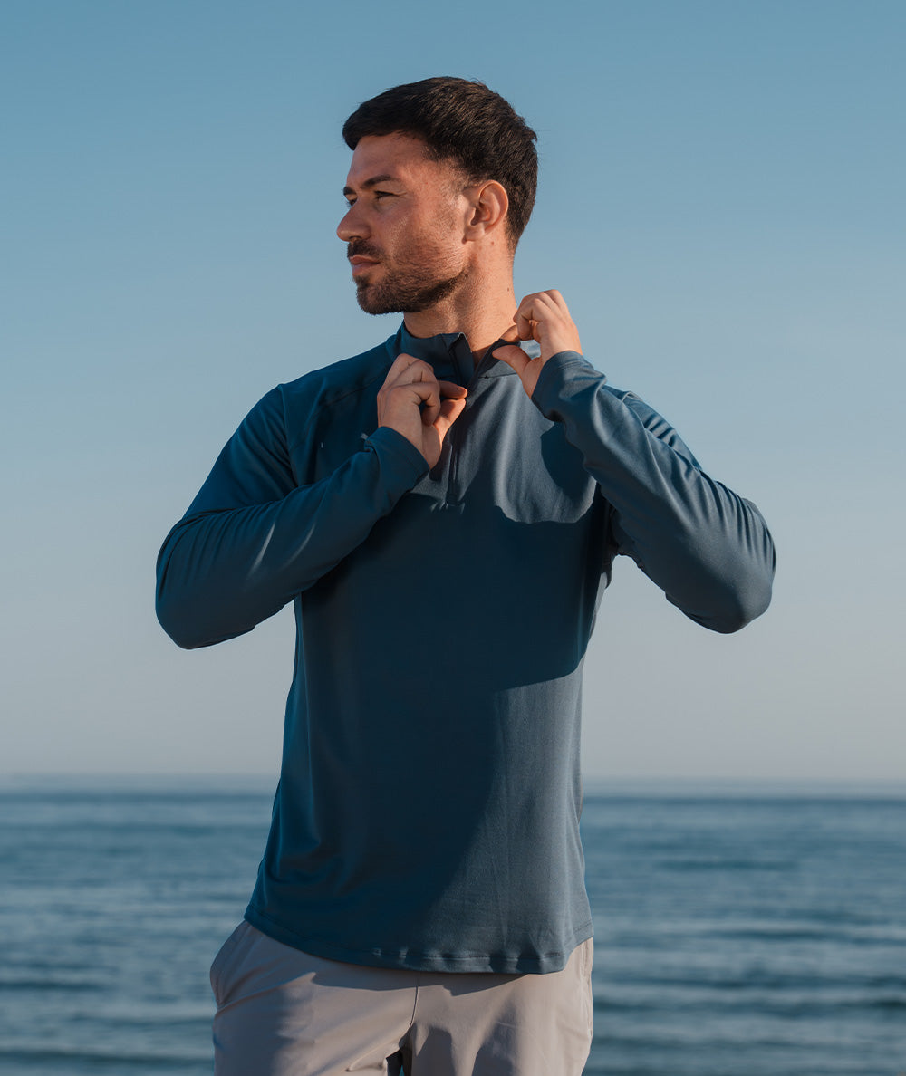 ComfyKnit men's HalfZip #color_dusty-navy