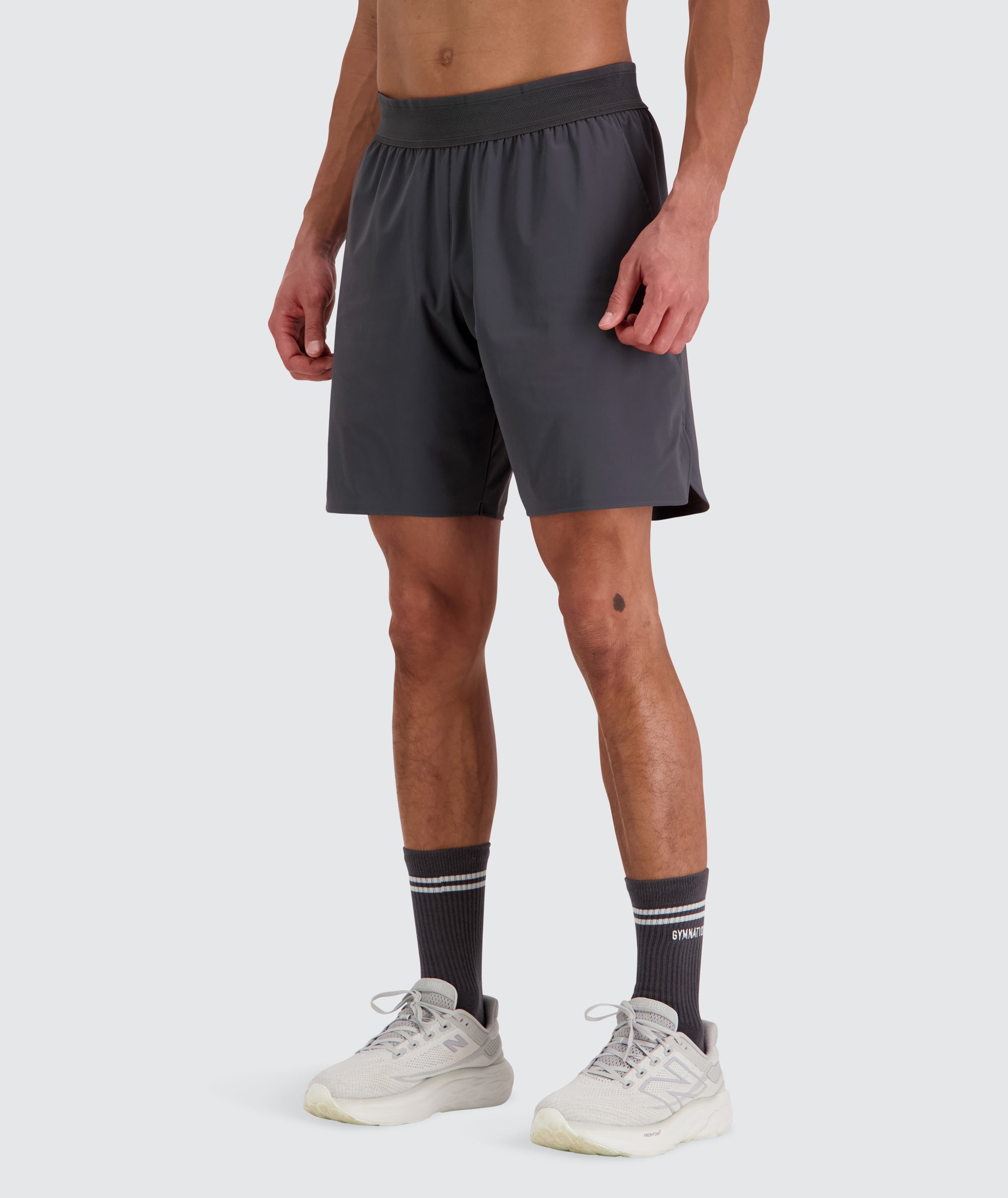 Men's performance shorts, Model 184 cm / size L#color_gravel-grey