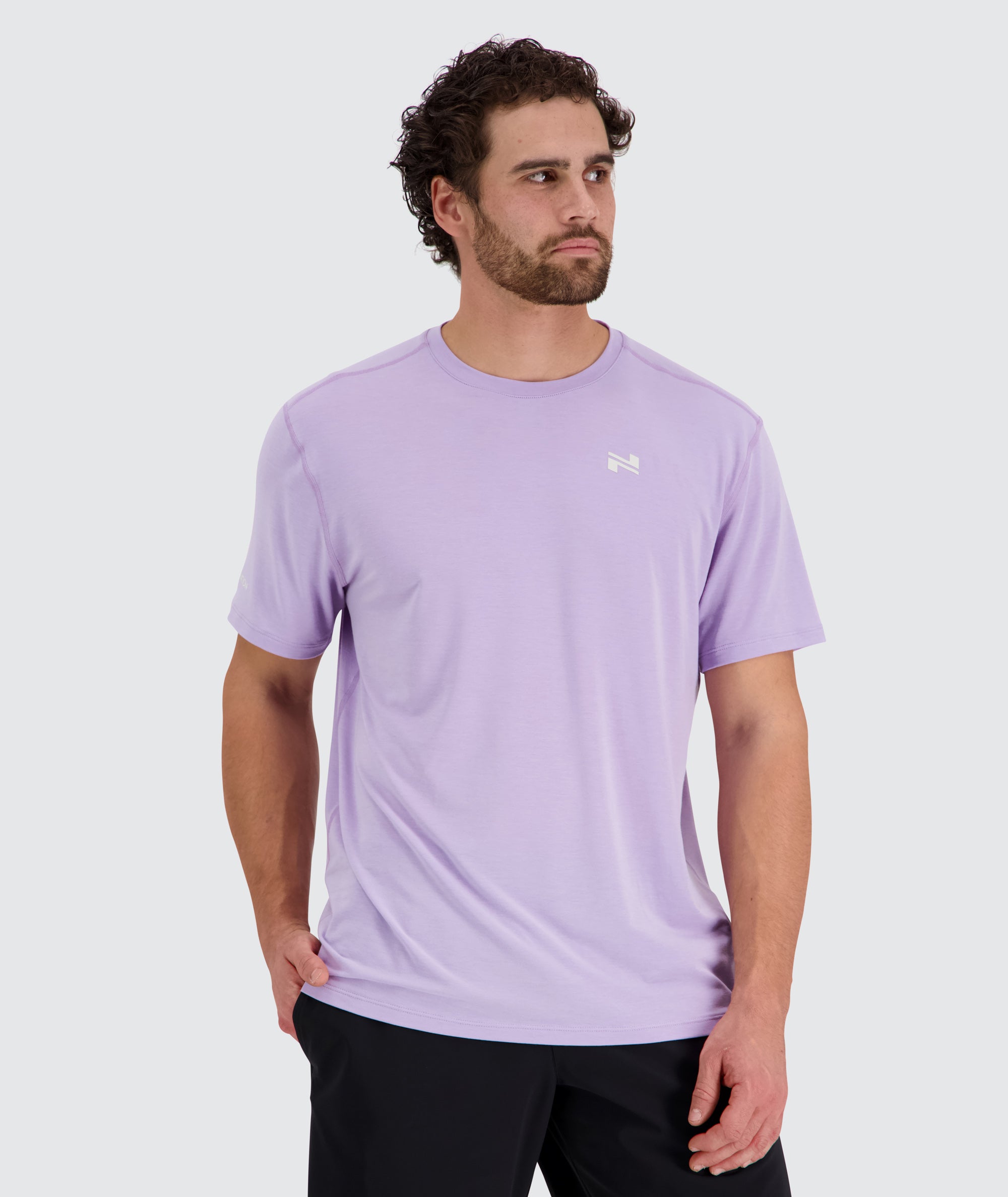 Men's Training T-Shirt, Model 179 cm / size L#color_lavender
