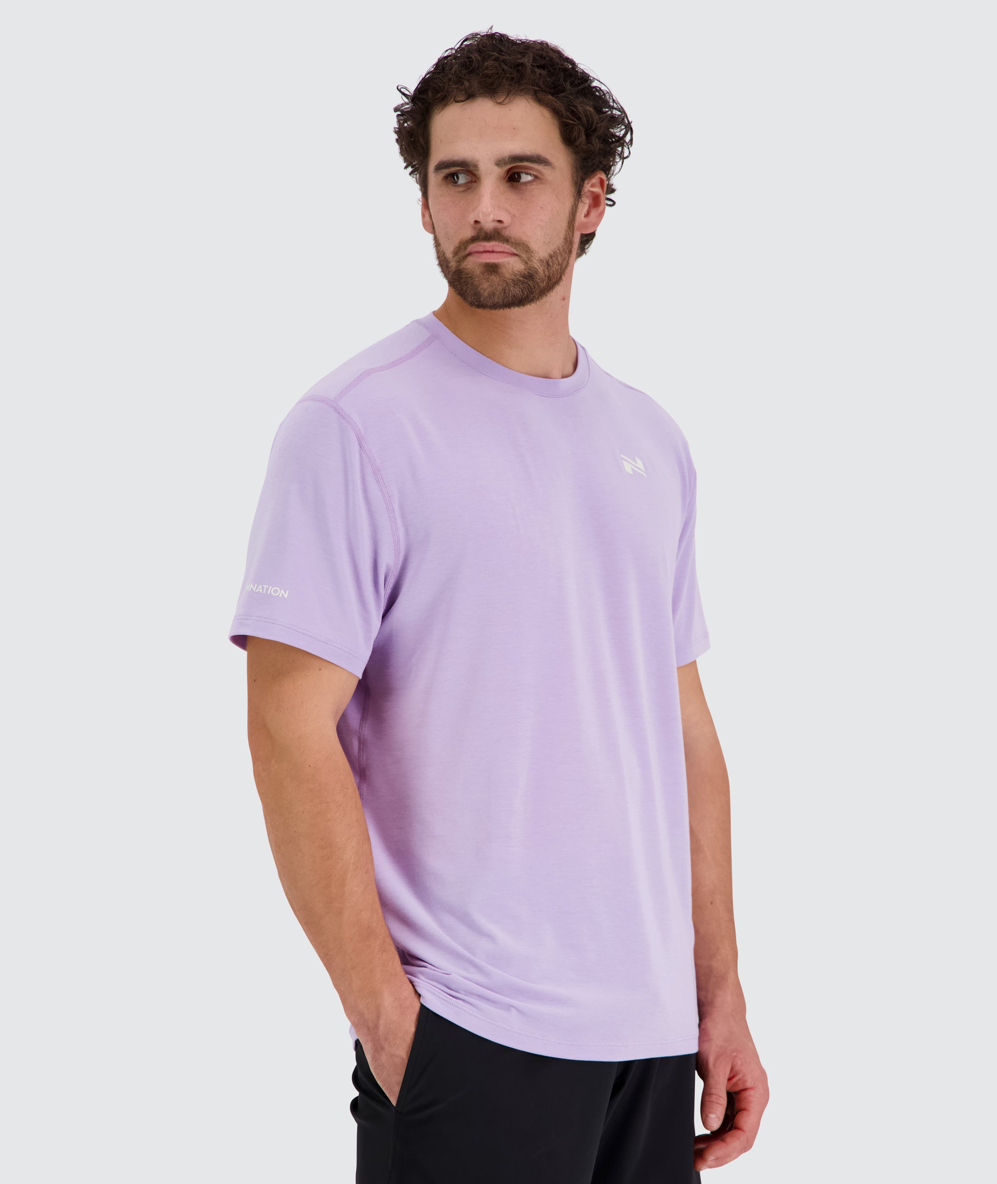 Men's Training T-Shirt, Model 179 cm / size L#color_lavender
