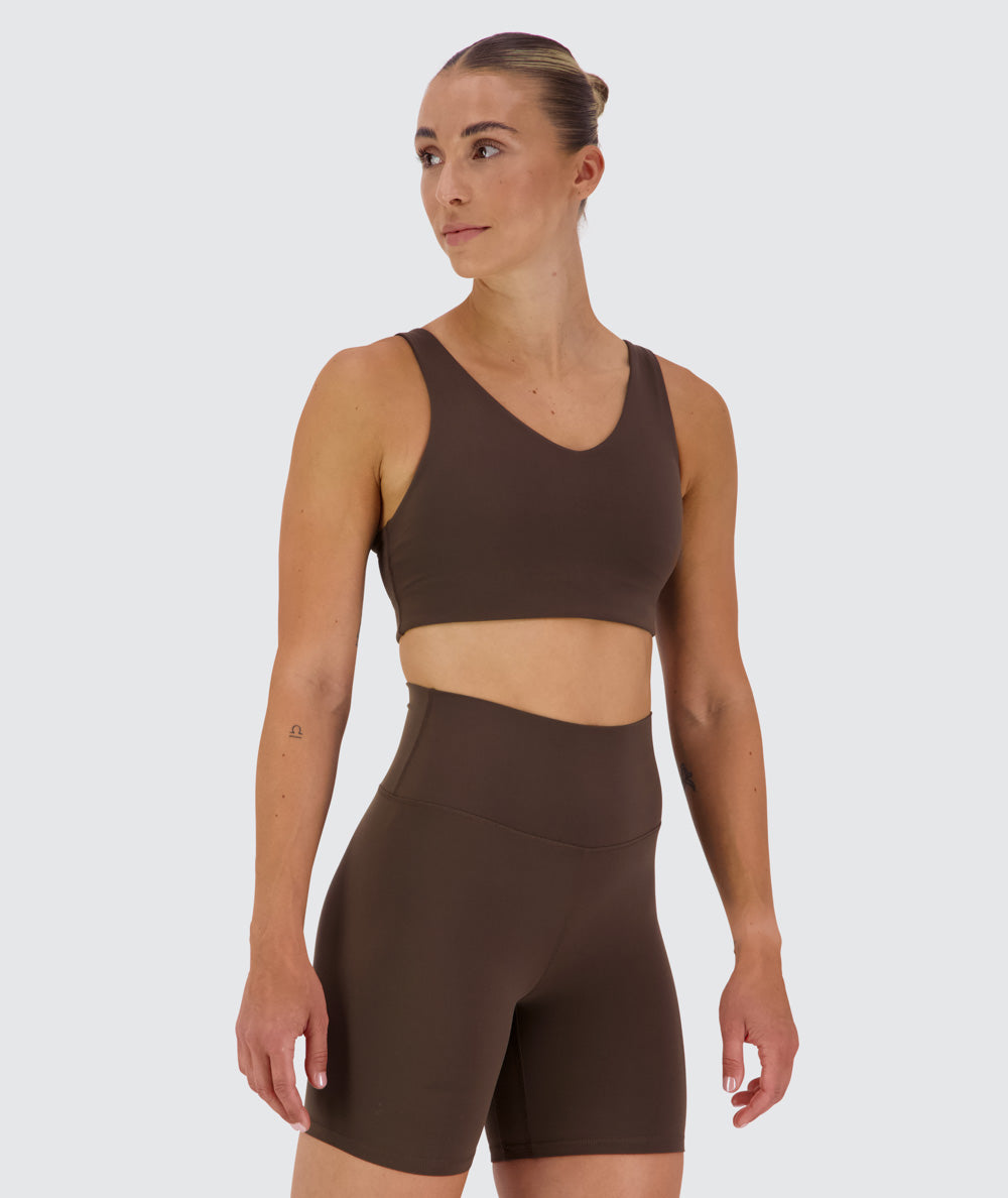 Supersoft V-neck Bra, Model 176 cm / size S#color_coffee-bean