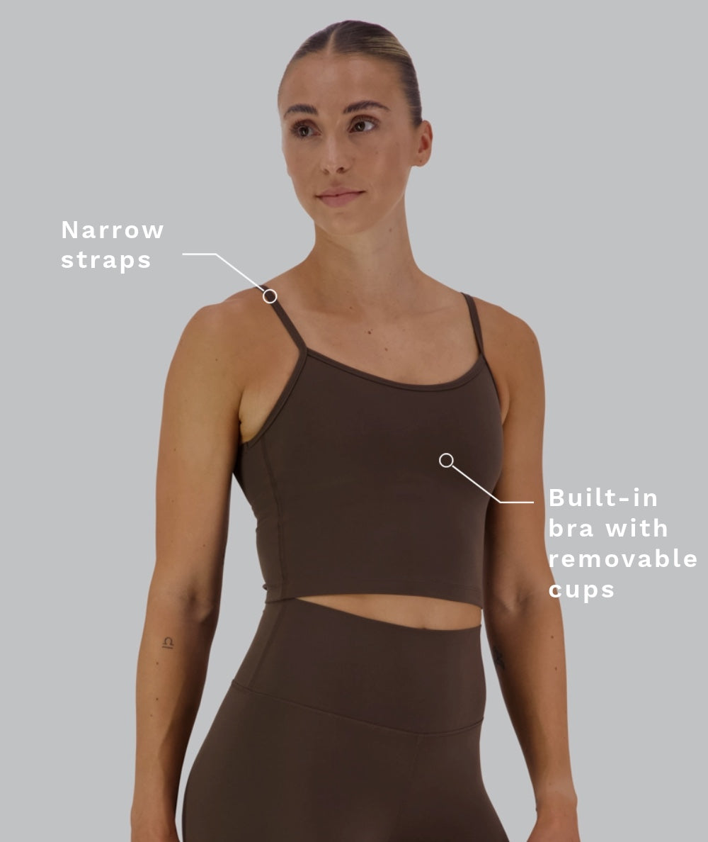 Supersoft bra top, Model 176 cm / size S#color_coffee-bean