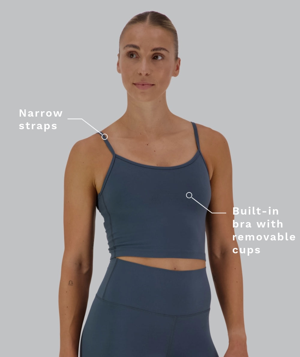 Supersoft bra top, Model 176 cm / size S#color_dusty-navy