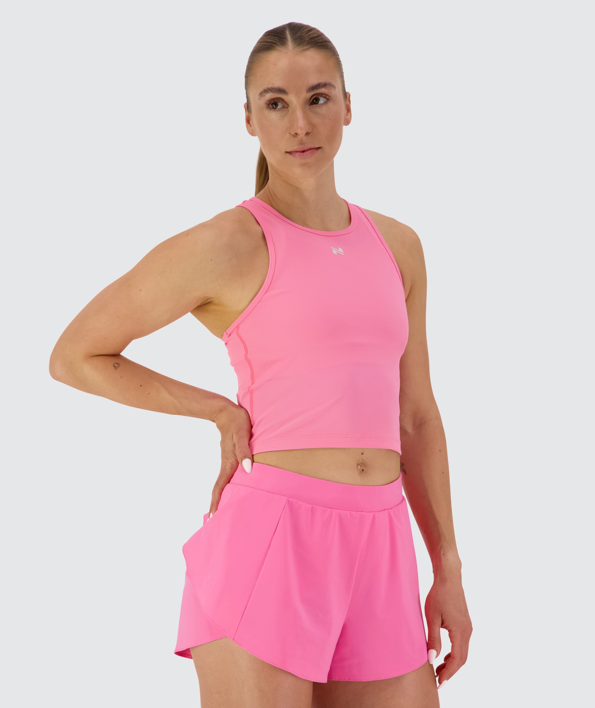 Women's Ribbed Crop Top #color_candy-pink