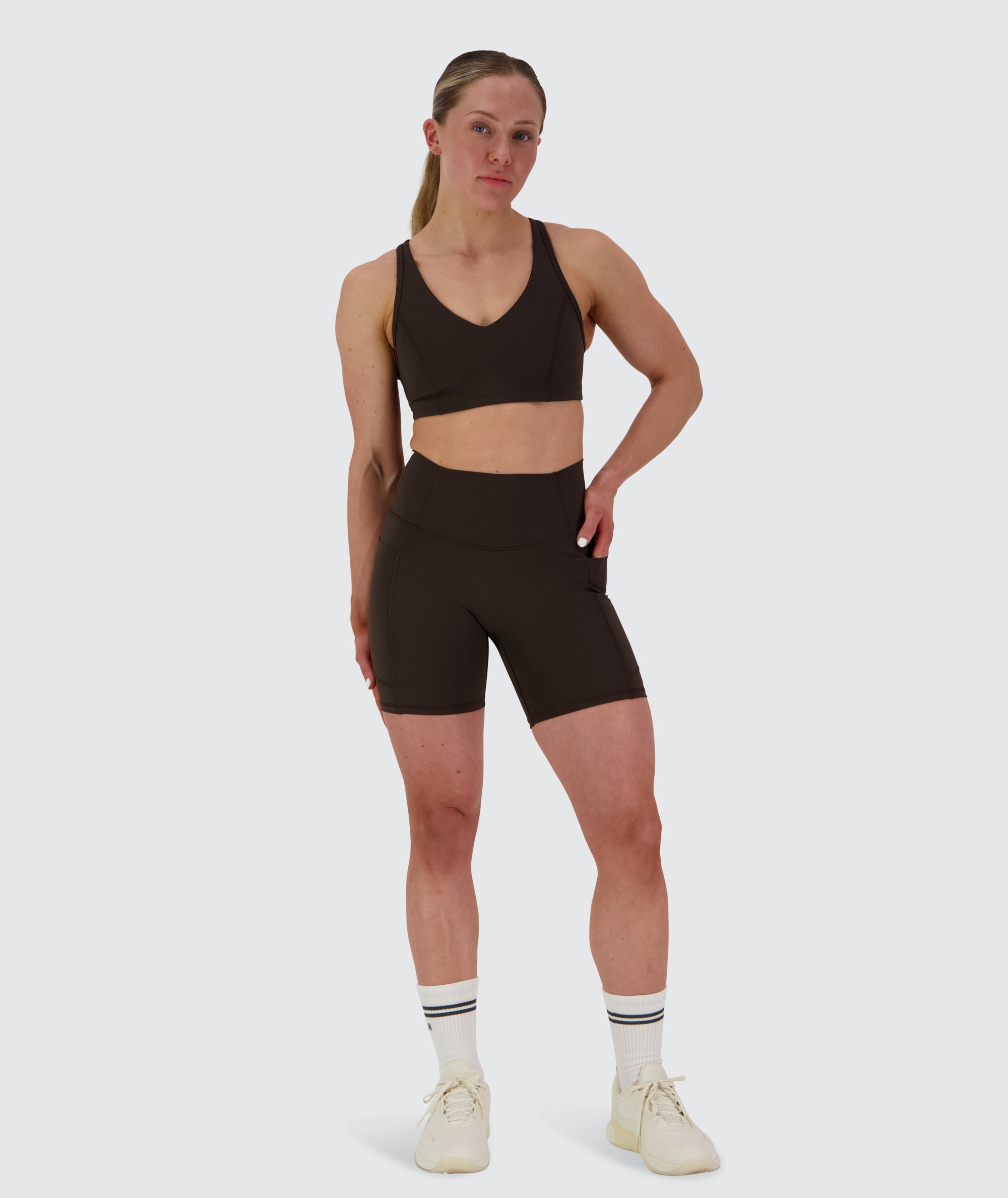 EveryForm V-Neck Sports Bra #color_moody-espresso