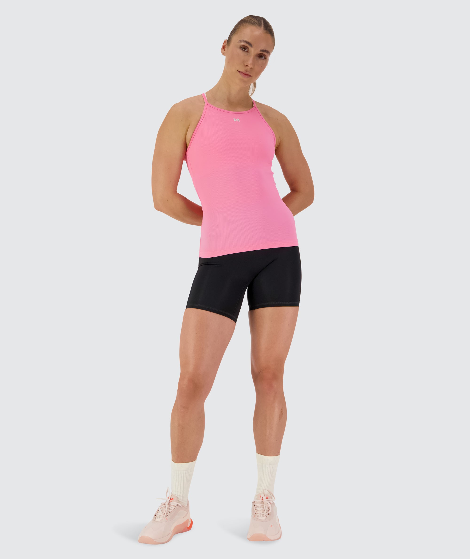 Strappy Ribbed Tank Top #color_candy-pink