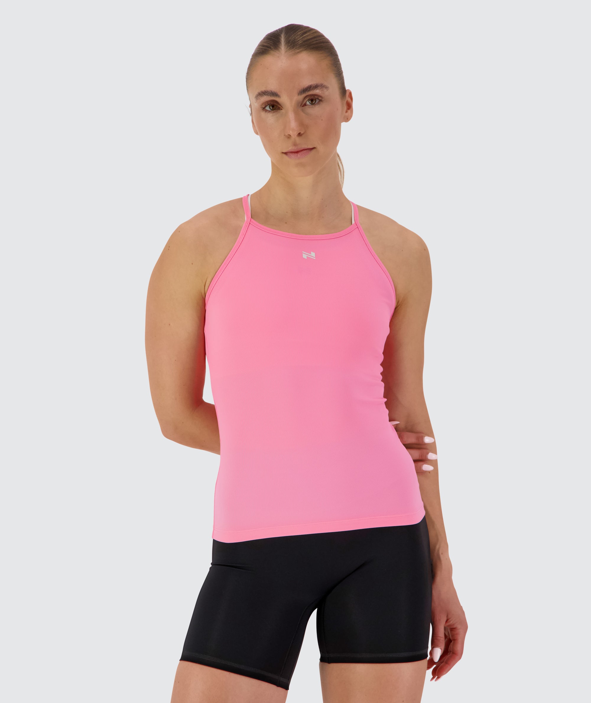 Strappy Ribbed Tank Top, Model 176 cm / size S #color_candy-pink