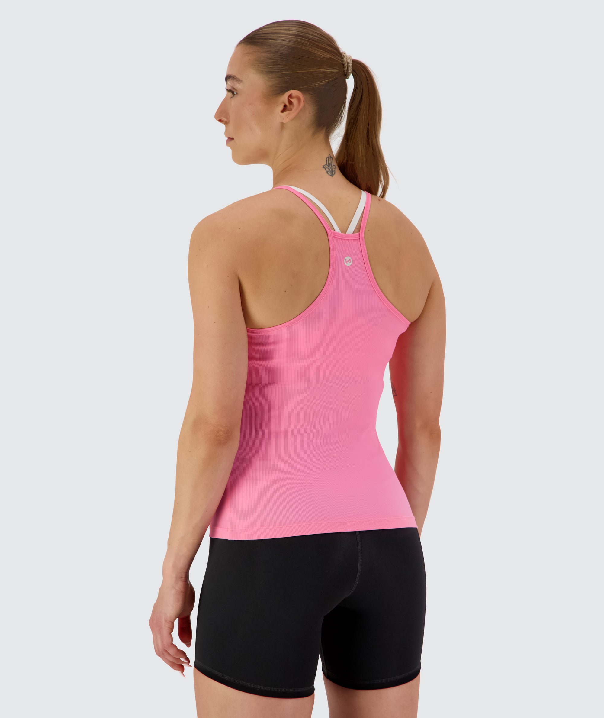 Strappy Ribbed Tank Top #color_candy-pink