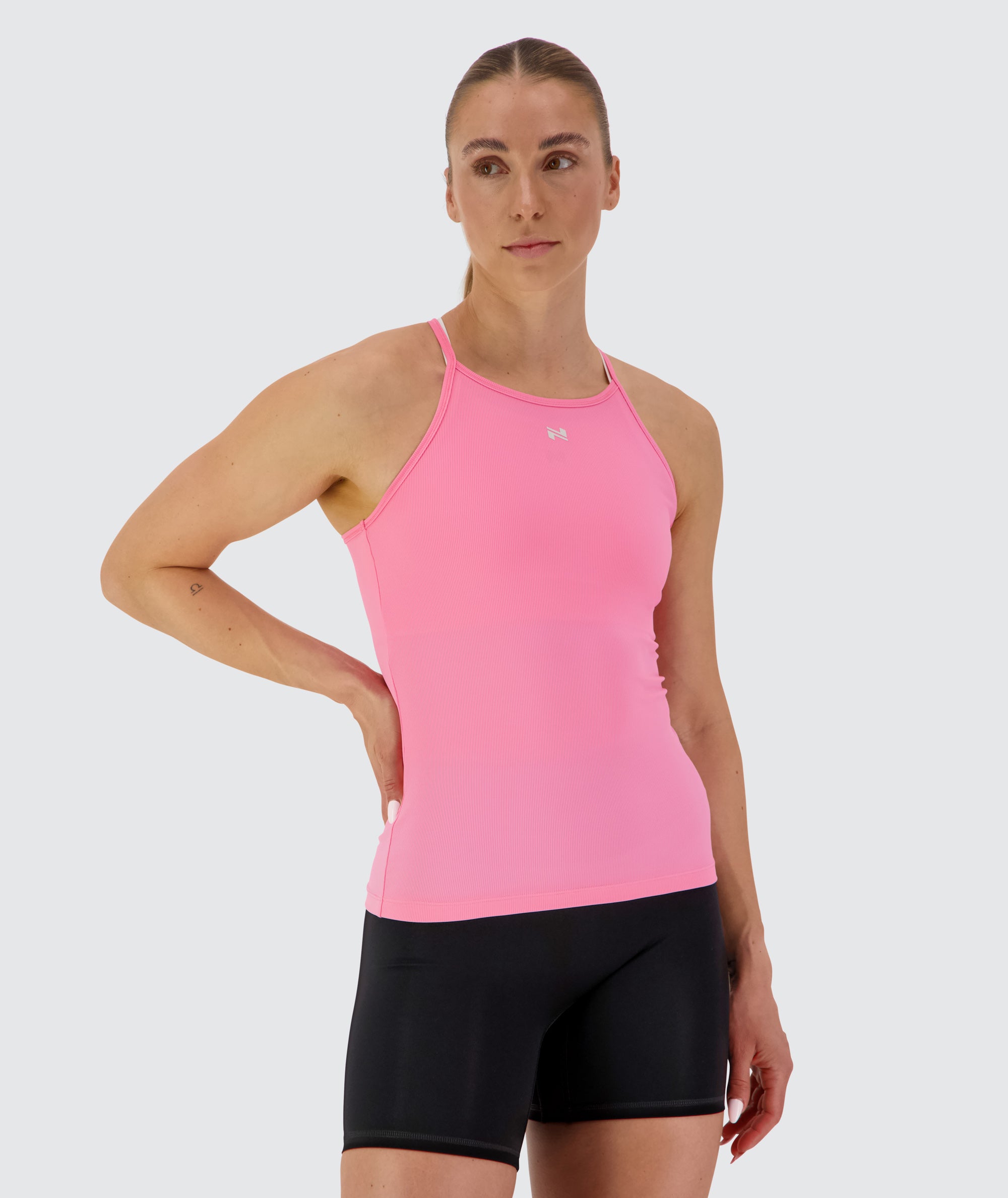 Strappy Ribbed Tank Top #color_candy-pink