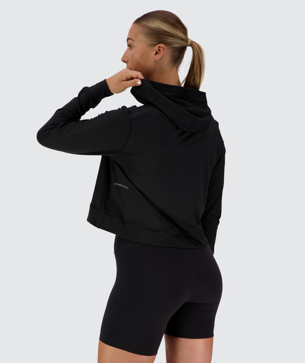 Comfy cropped hoodie, Model 176 cm / size S#color_black