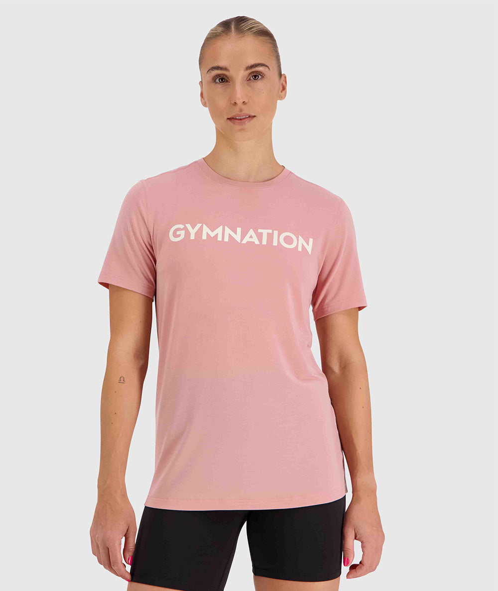 Gymnation everyday tee, Model 176 cm / size S#color_mauve-pink