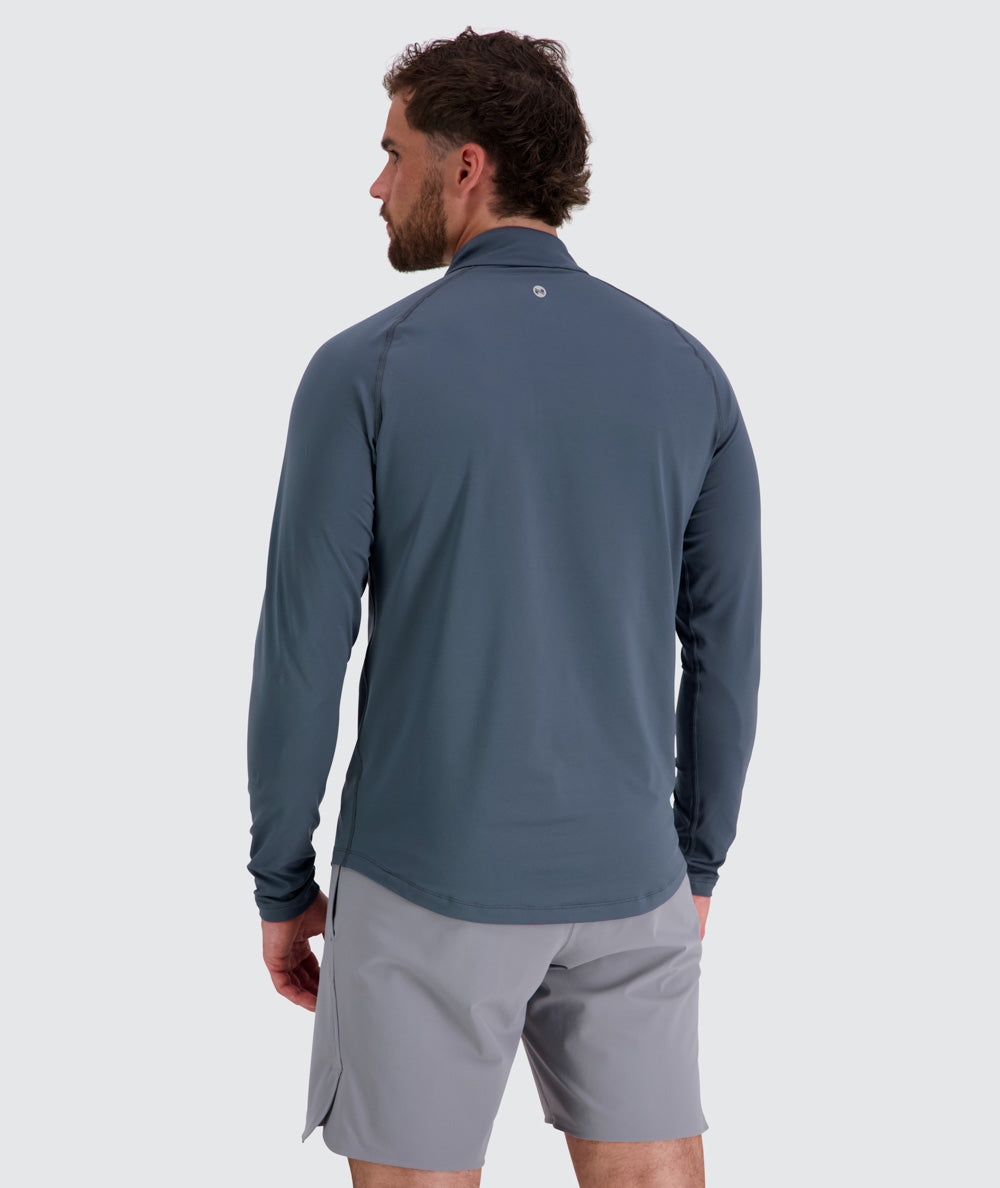 Men's light and sporty half-zip, Model 179 cm / size M#color_dusty-navy
