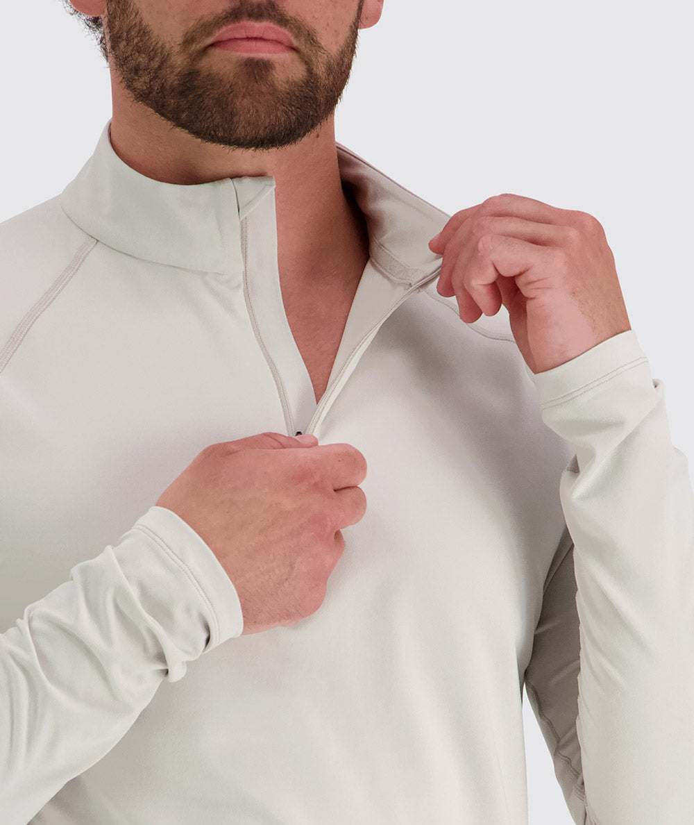 Men's light and sporty half-zip, Model 179 cm / size M#color_fog