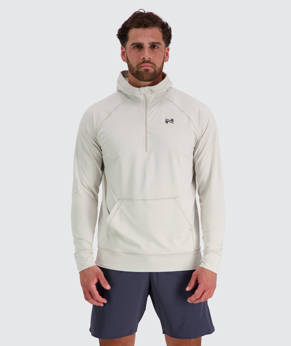 Men's hoodie for training, Model 179 cm / size M#color_fog