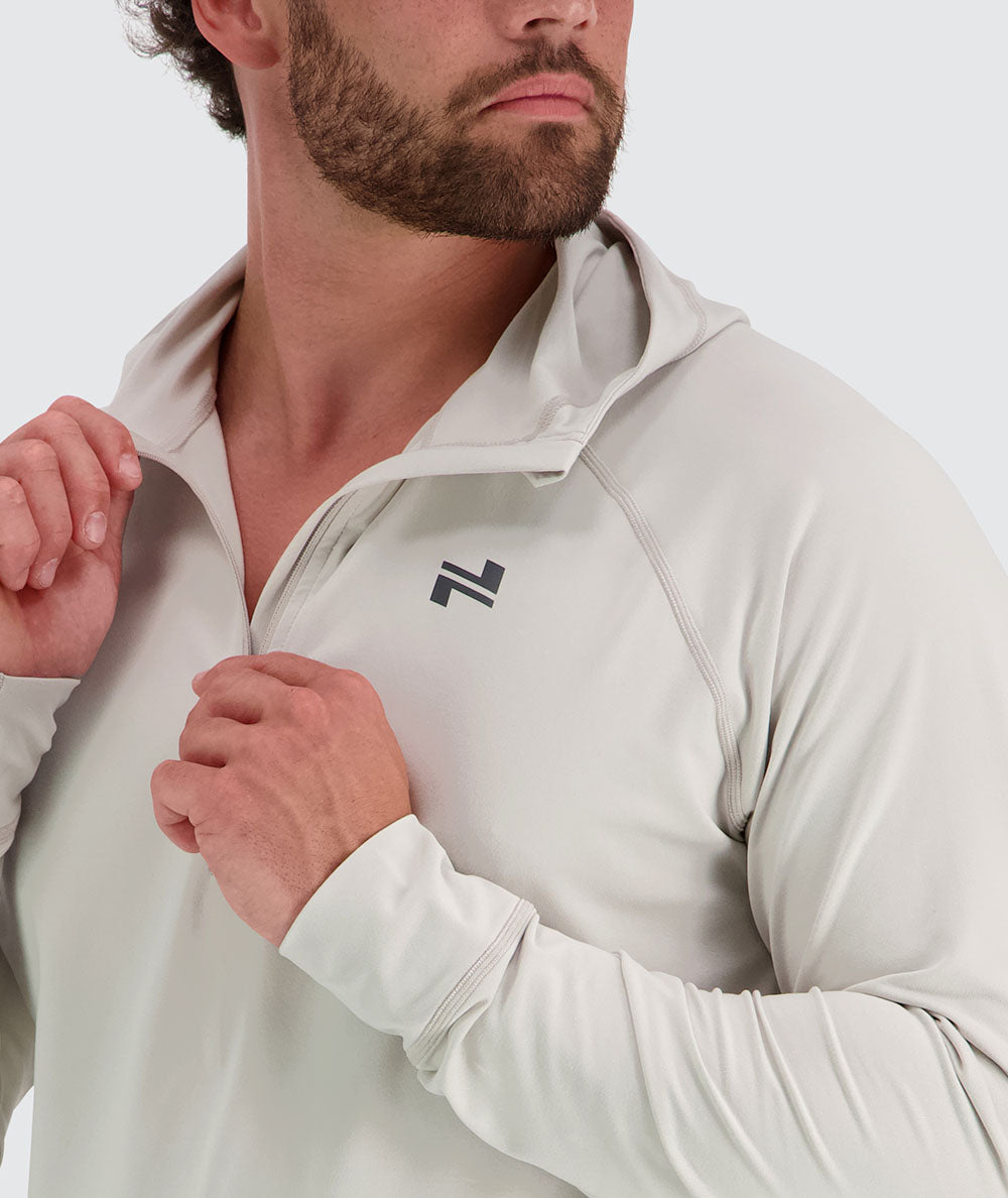 Men's hoodie for training, Model 179 cm / size M#color_fog